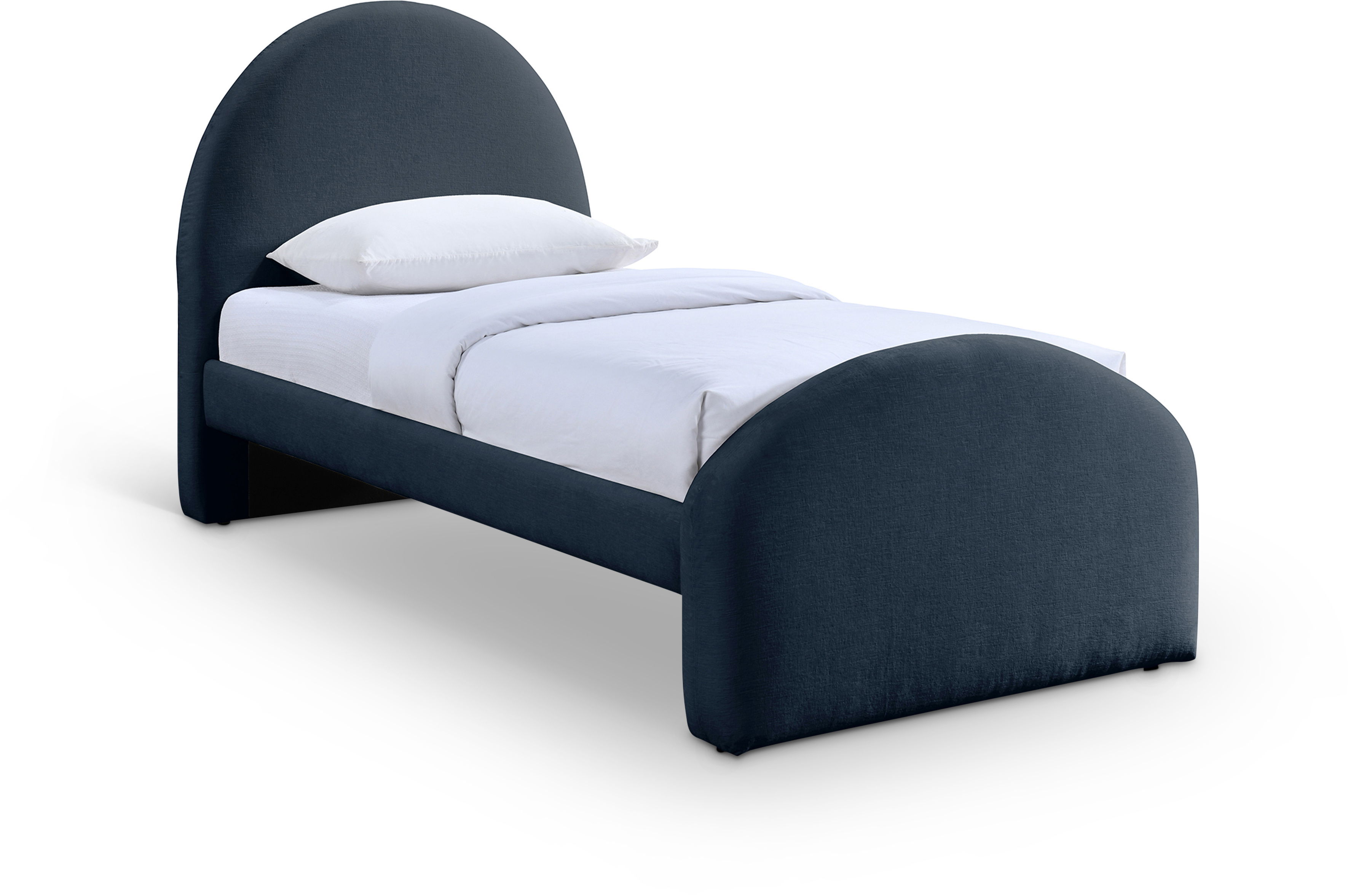 Andaz - Chenille Fabric Upholstered Twin Bed - Navy