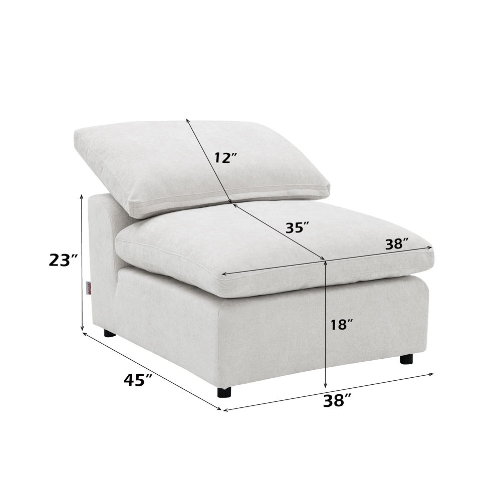 Naveen - Modular Armless Chair - Ivory Linen, white, view 7