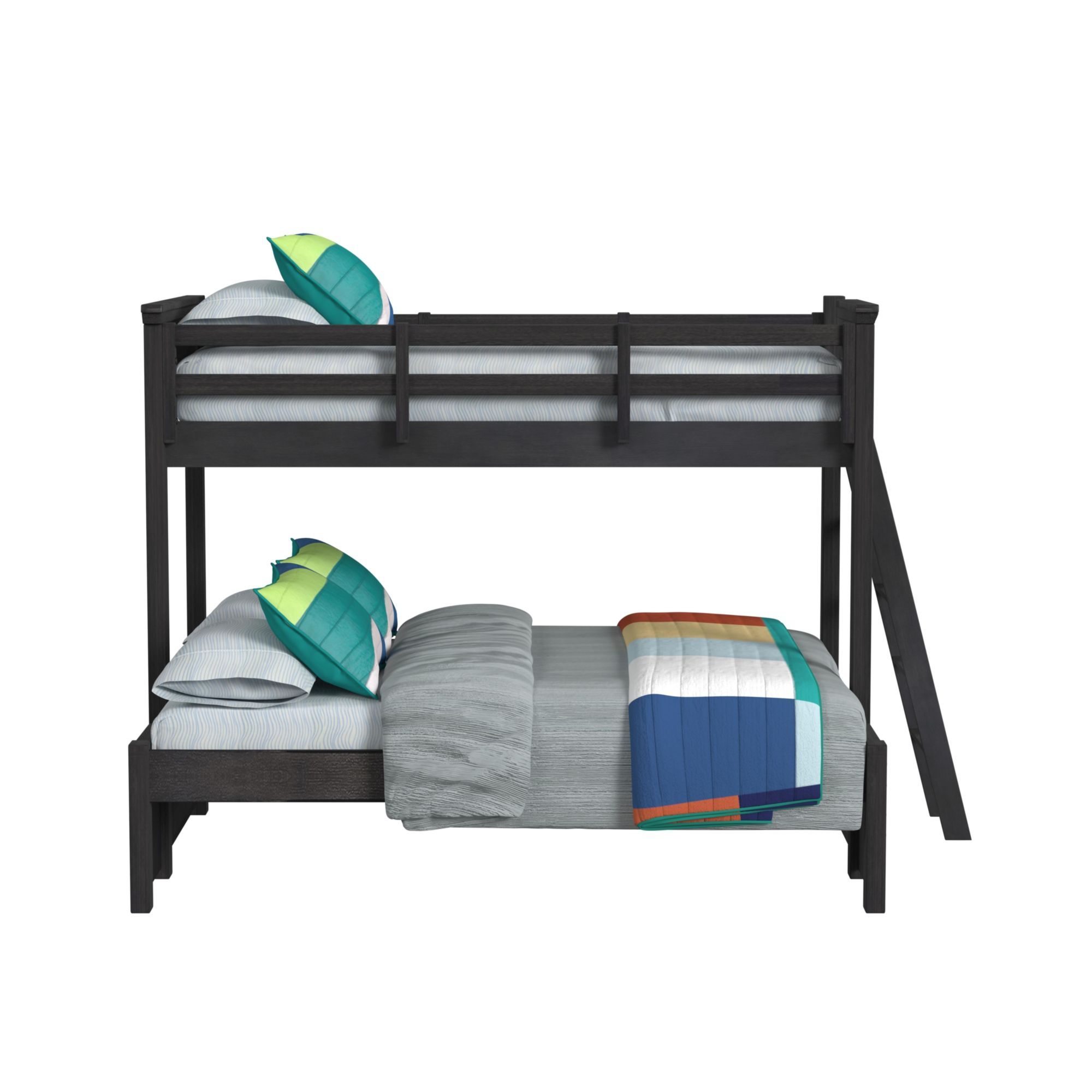 Hampton Kids - Twin Over Full Bunk With Ladder - Charcoal