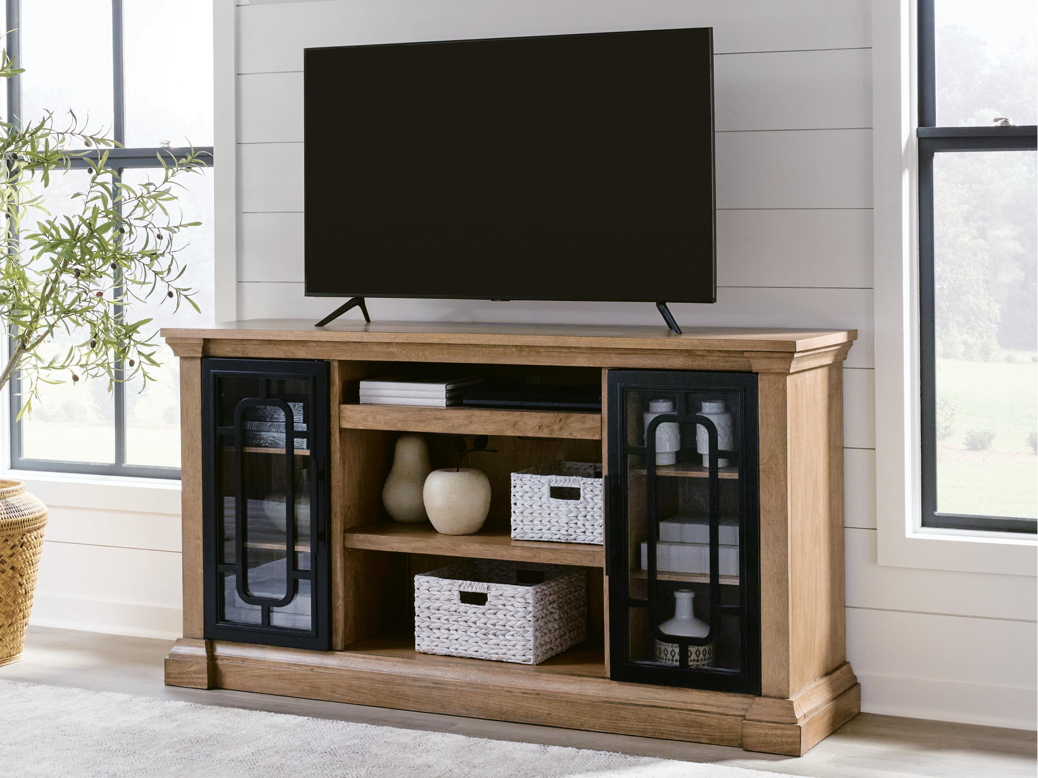 Ashley Furniture Wittenmyer - XL TV Stand With Fireplace Option - Natural / Black - Image 2