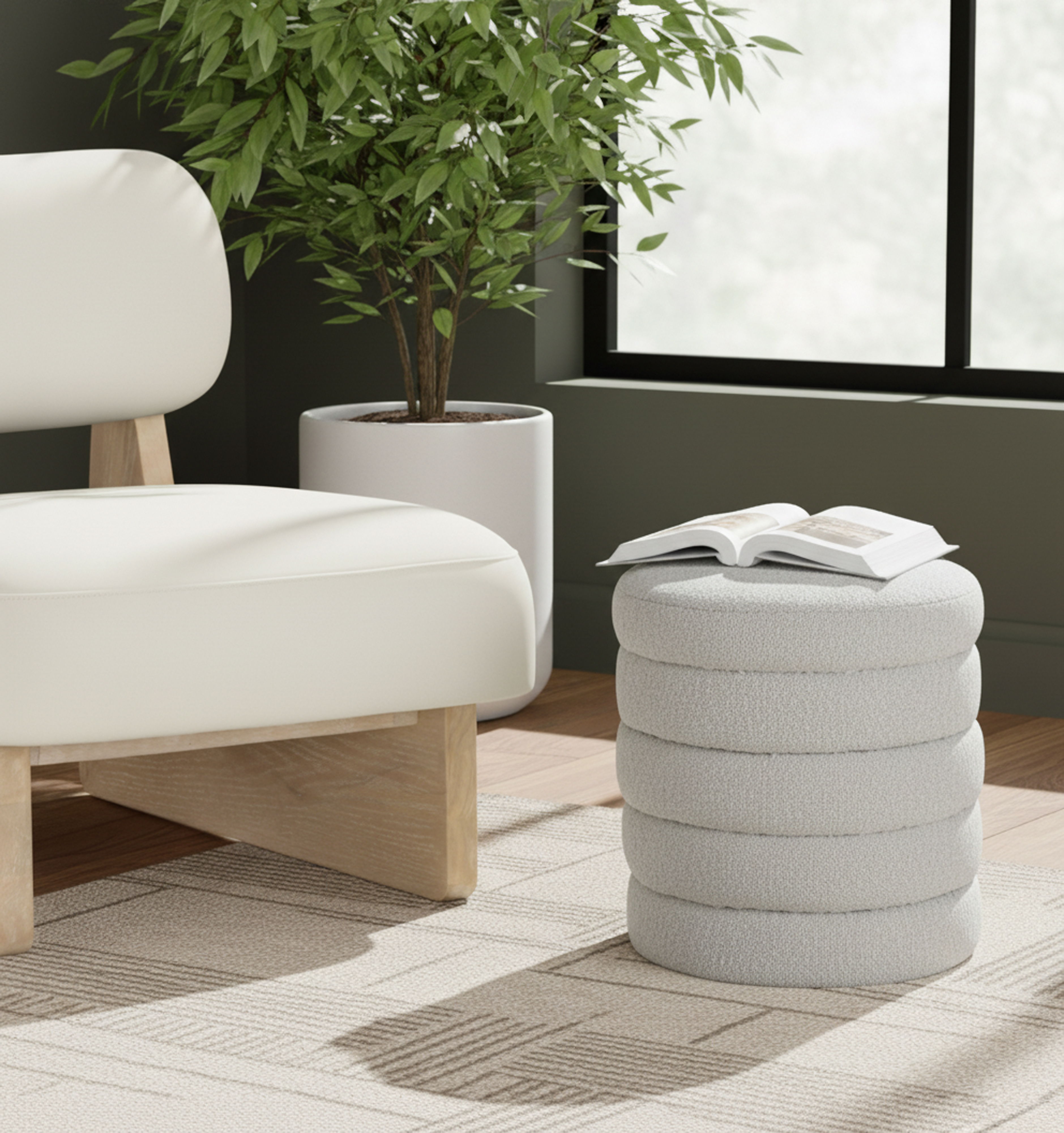 Aphia - Ottoman / Stool - Cream