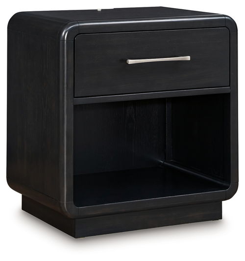Rowanbeck - One Drawer Night Stand - Black, black