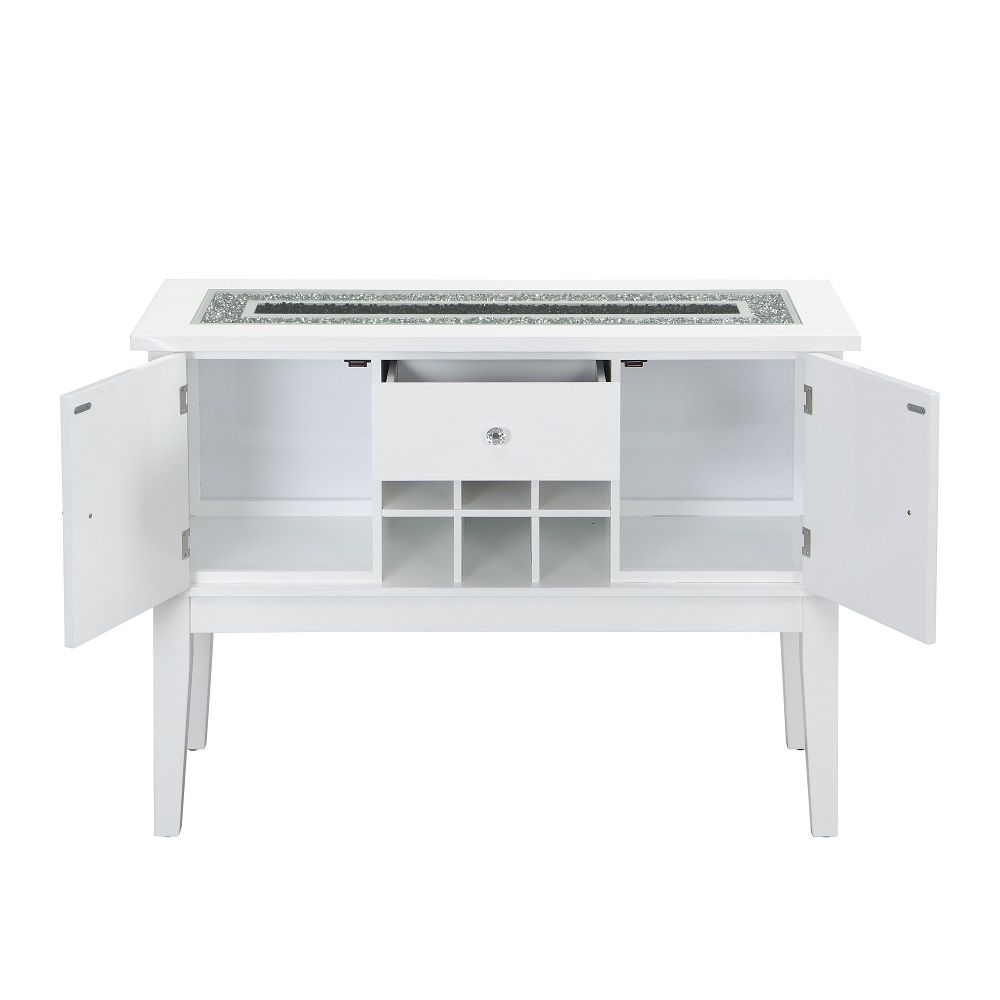 Elizaveta - Server - Faux Crystal Diamonds & White High Gloss, white, view 3
