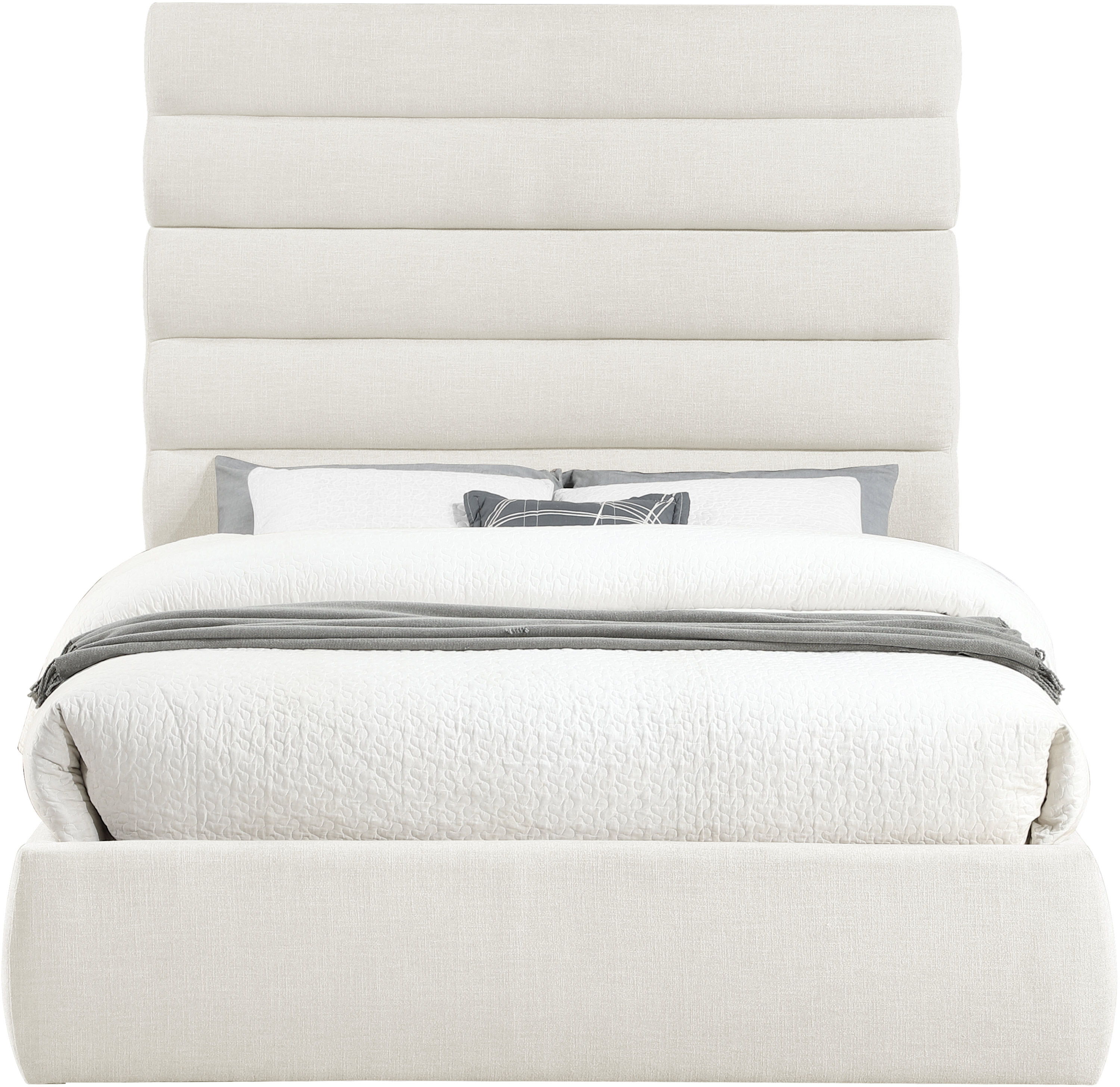 Adam - Linen Fabric Queen Bed With 70.5" Headboard - Cream
