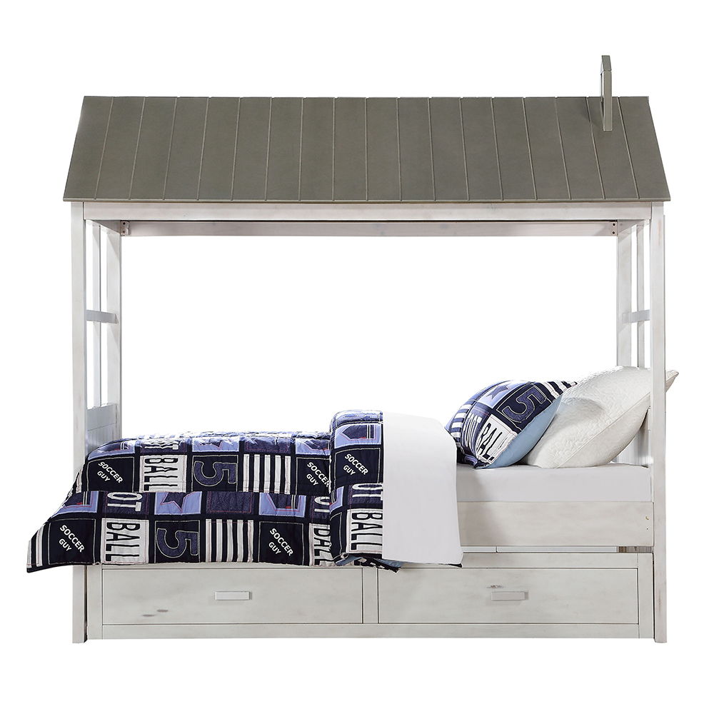 Tree House II - Twin Bed - Weathered White & Washed Gray, white, view 7