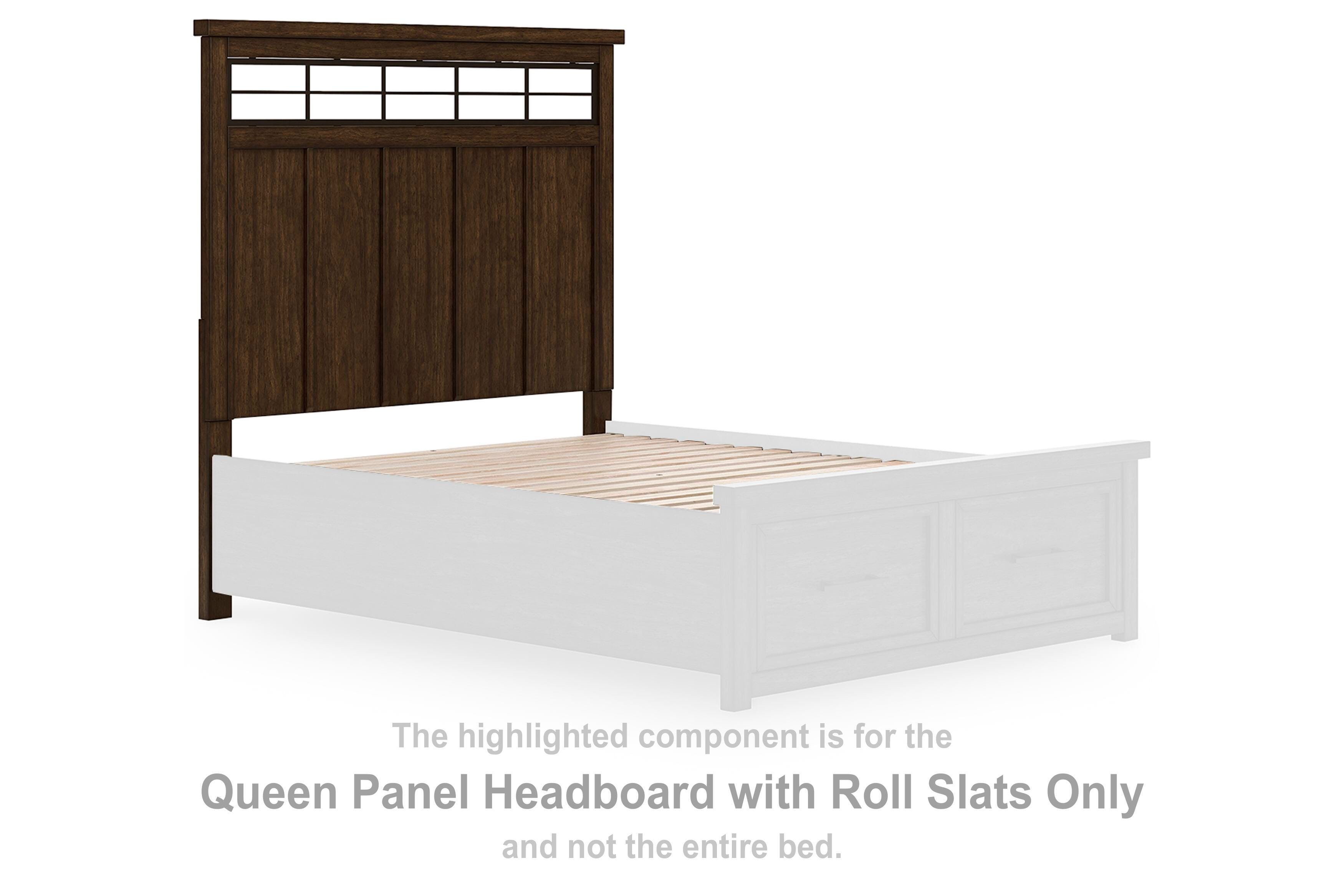 Taffenbrook – Queen Panel Headboard With Roll Slats – Medium Brown
