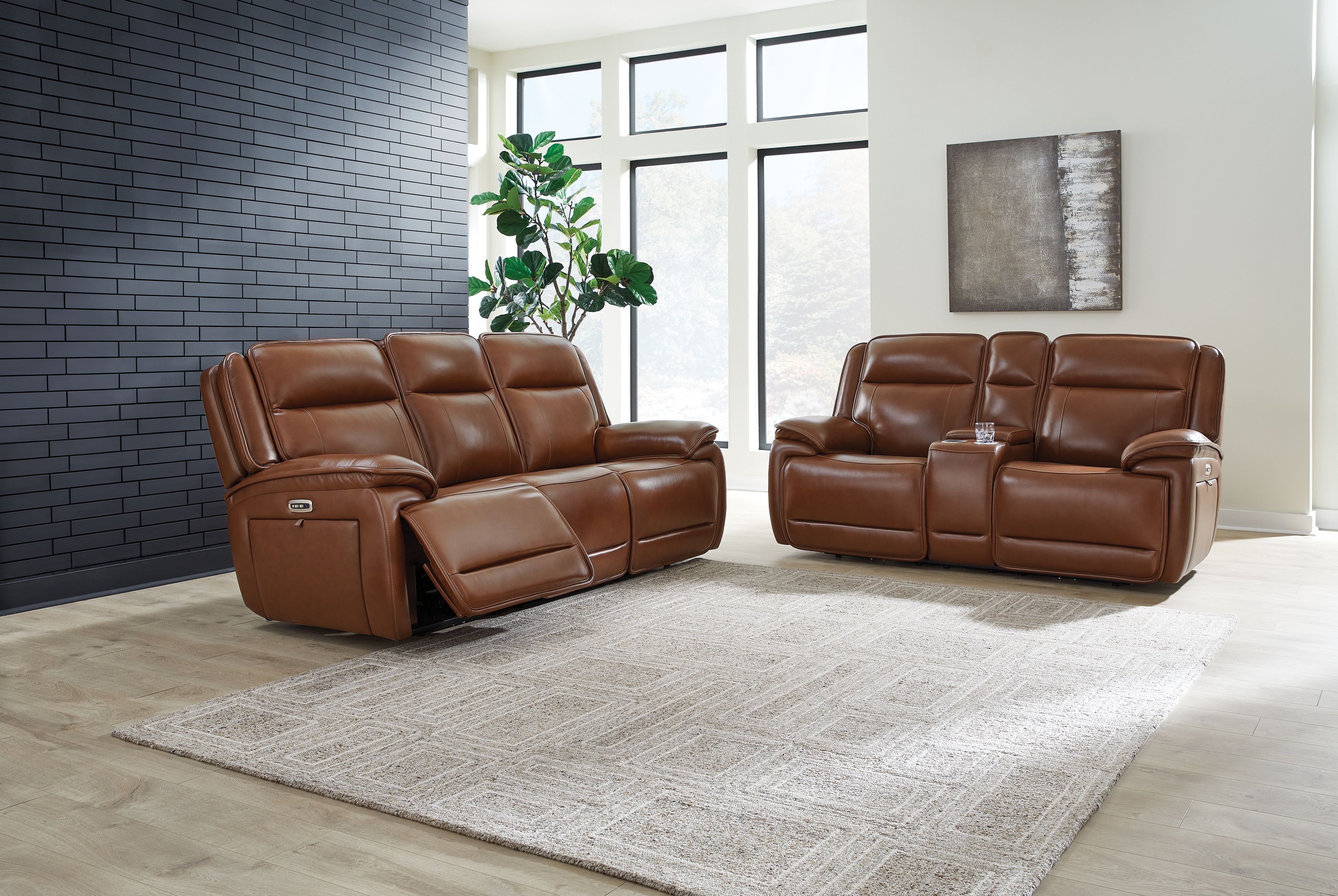 Ashley Healy Pier - Chocolate - 2 Pc. - Power Reclining Sofa, Power Reclining Loveseat With Console