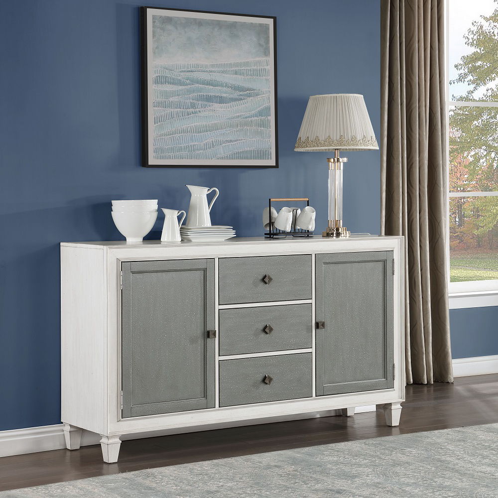 Katia - Server - Rustic Gray & Weathered White, white