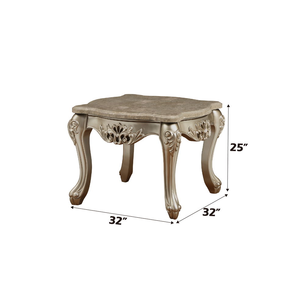 Ranita - End Table - Marble Top & Champagne, beige, view 3