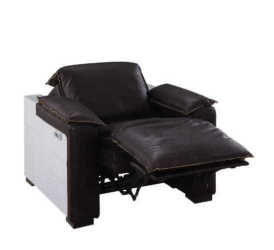 Misezon - Power Motion Recliner - Dark Top Grain Brown Leather & Aluminum, dark brown, view 4