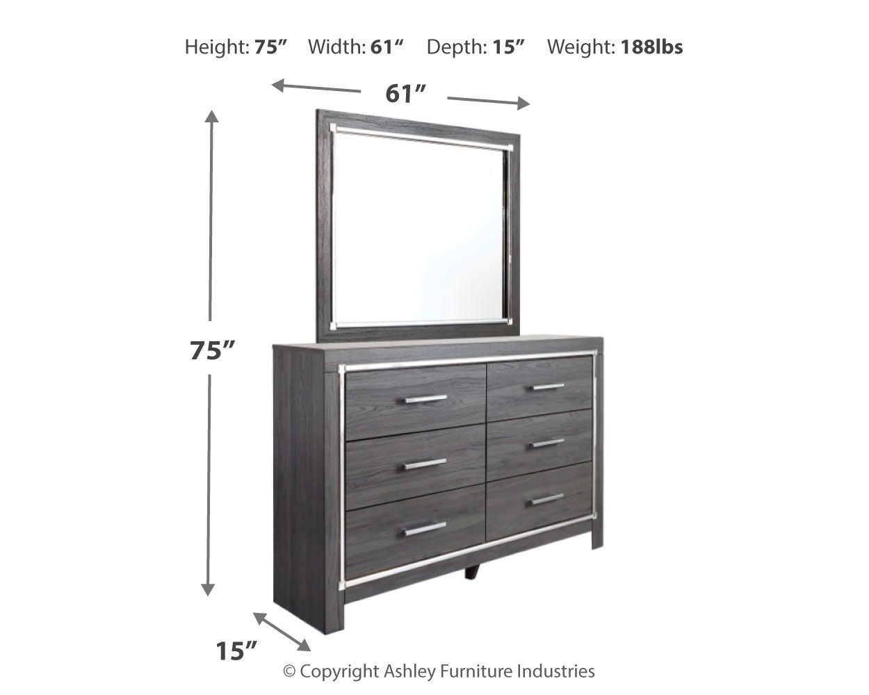 Ashley Furniture Lodanna - Dresser, Mirror - Gray - Image 7