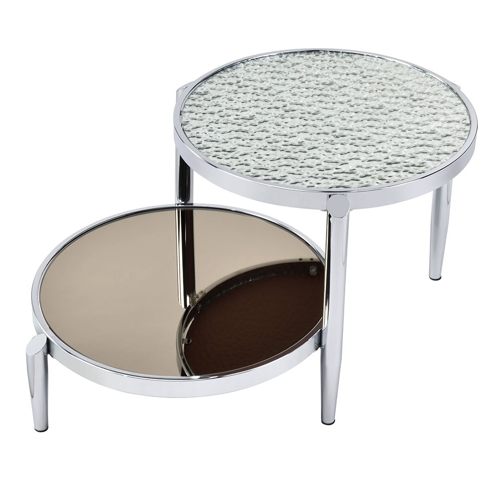 Abbe - Coffee Table - Glass & Chrome, silver, view 3