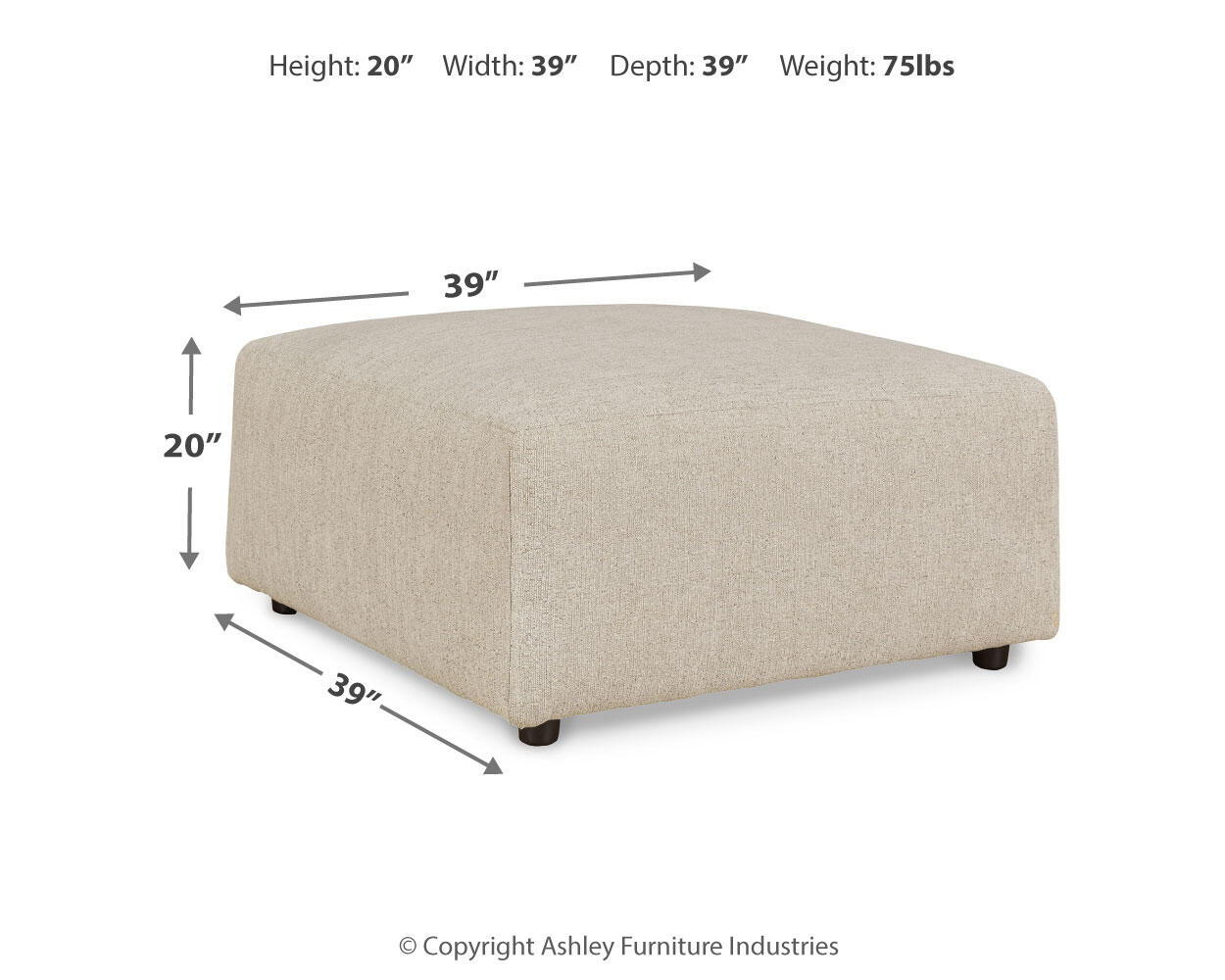 Ashley Furniture Edenfield - Oversized Accent Ottoman - Linen - Image 5