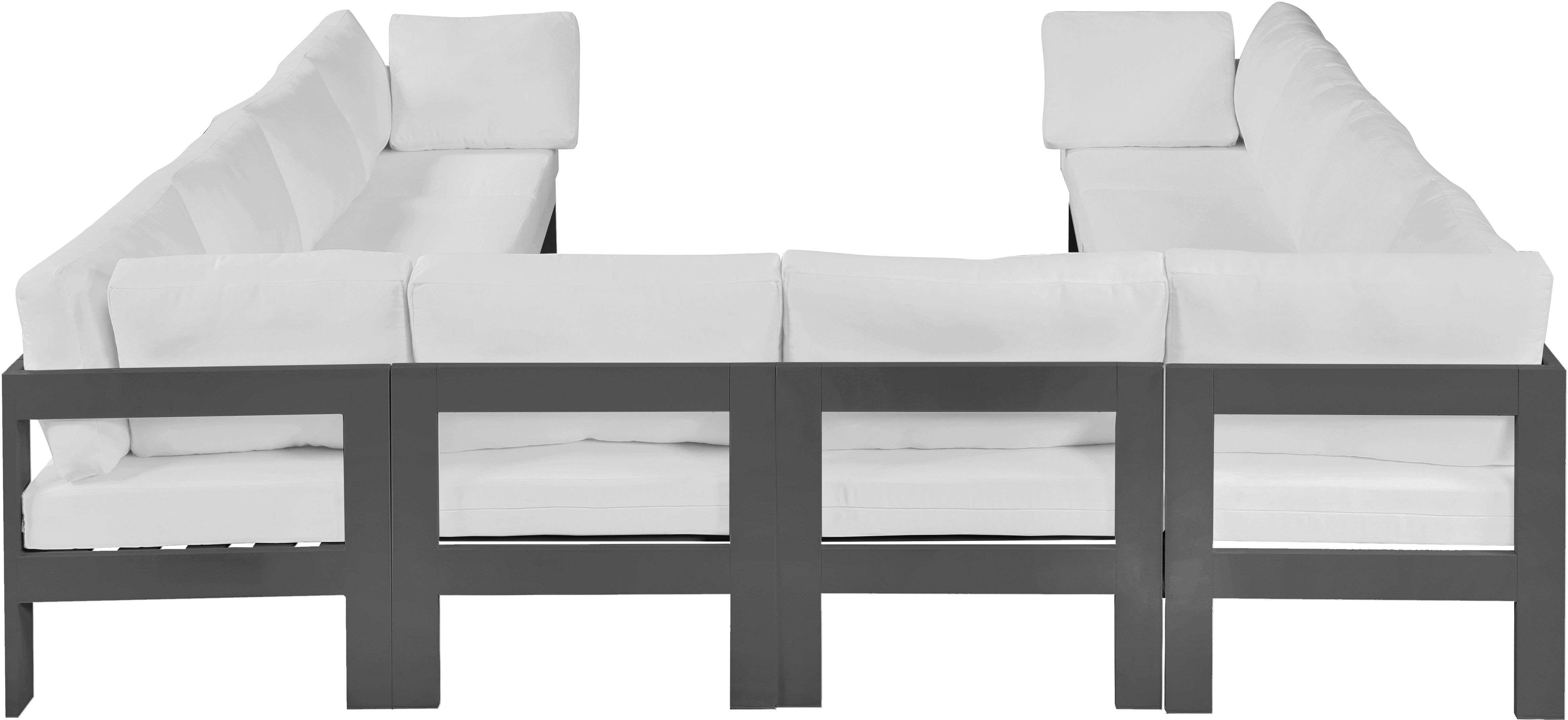 Nizuc - Outdoor Patio 10 Piece Modular Sectional With Gray Frame - White