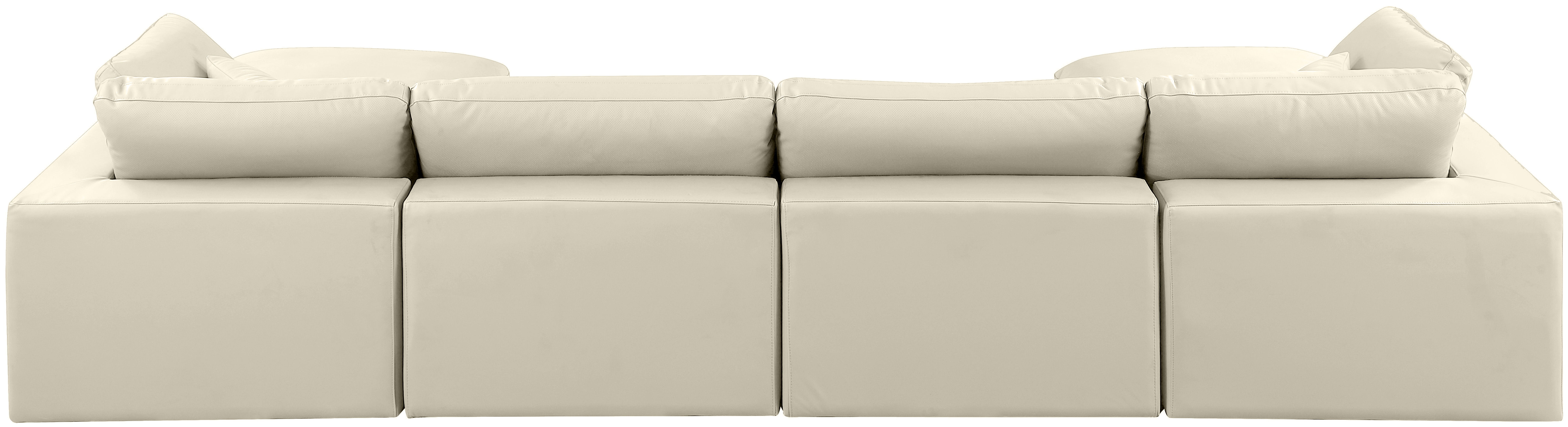 Comfy - 6 Piece Faux Leather Modular Double Chaise Sectional - Cream