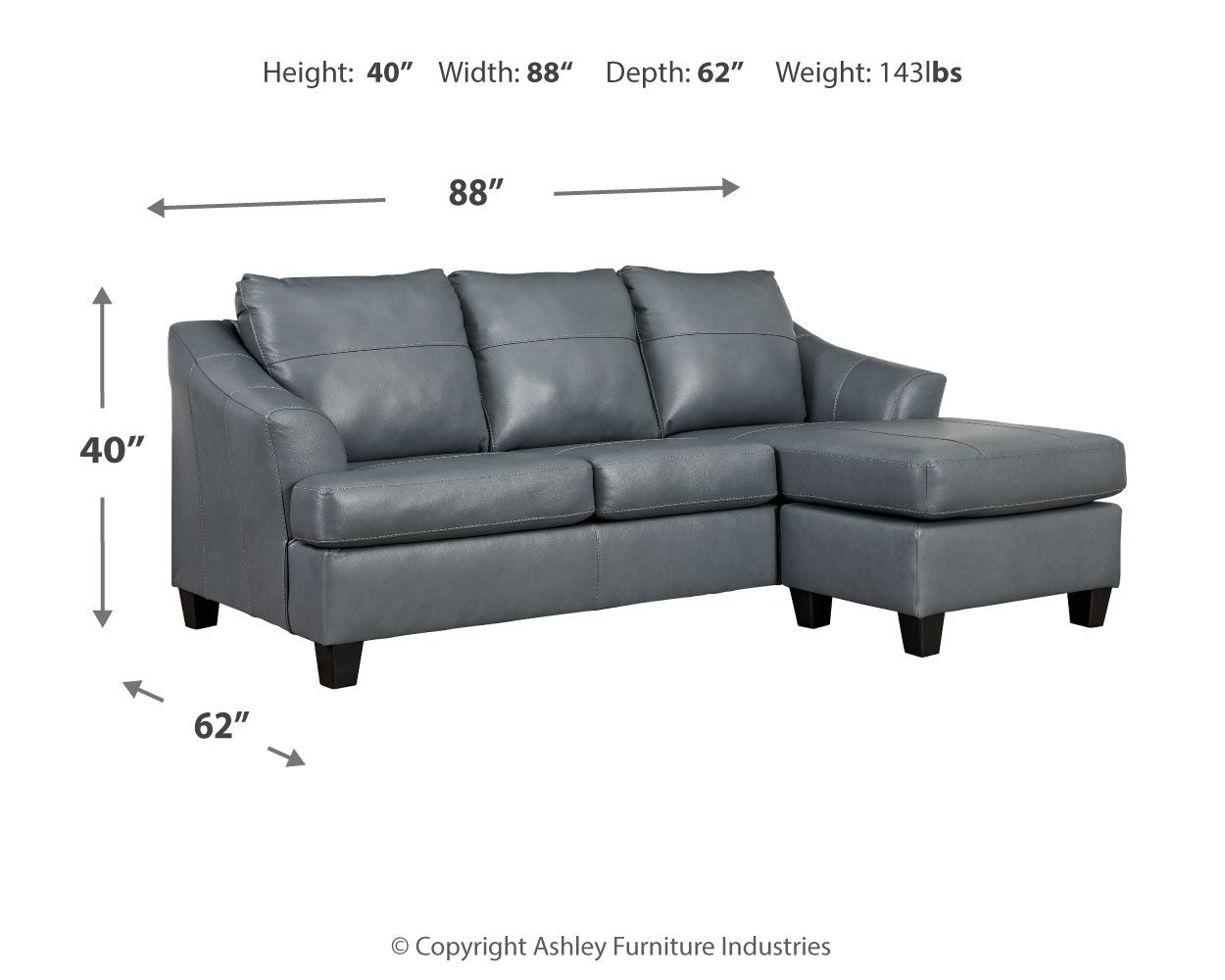 Ashley Furniture Genoa - Sofa Chaise - Steel - Image 4