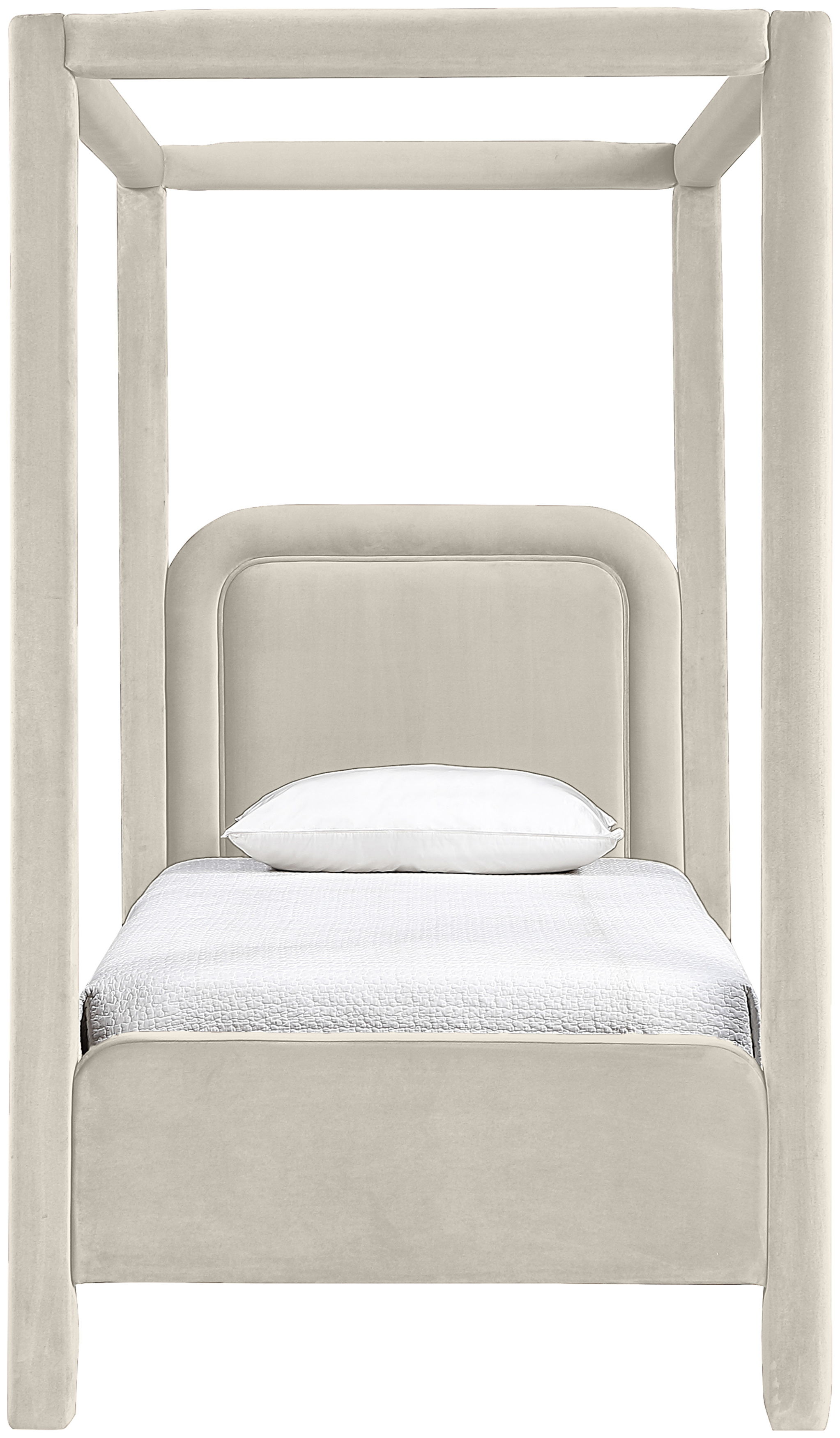 Salina - Velvet Upholstered Twin Bed - Cream