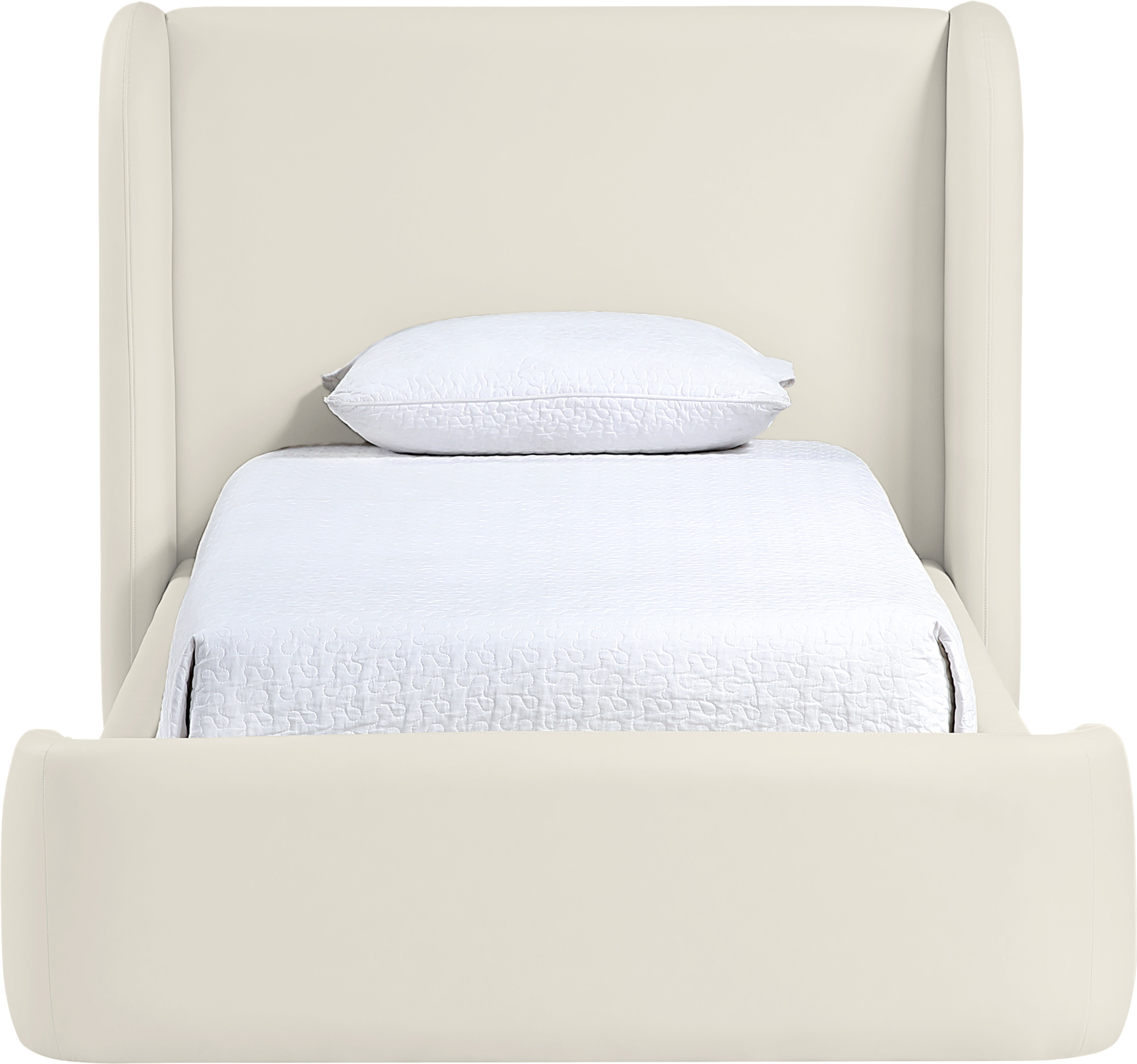 Warby - Vegan Leather Upholstered Twin Bed - Cream