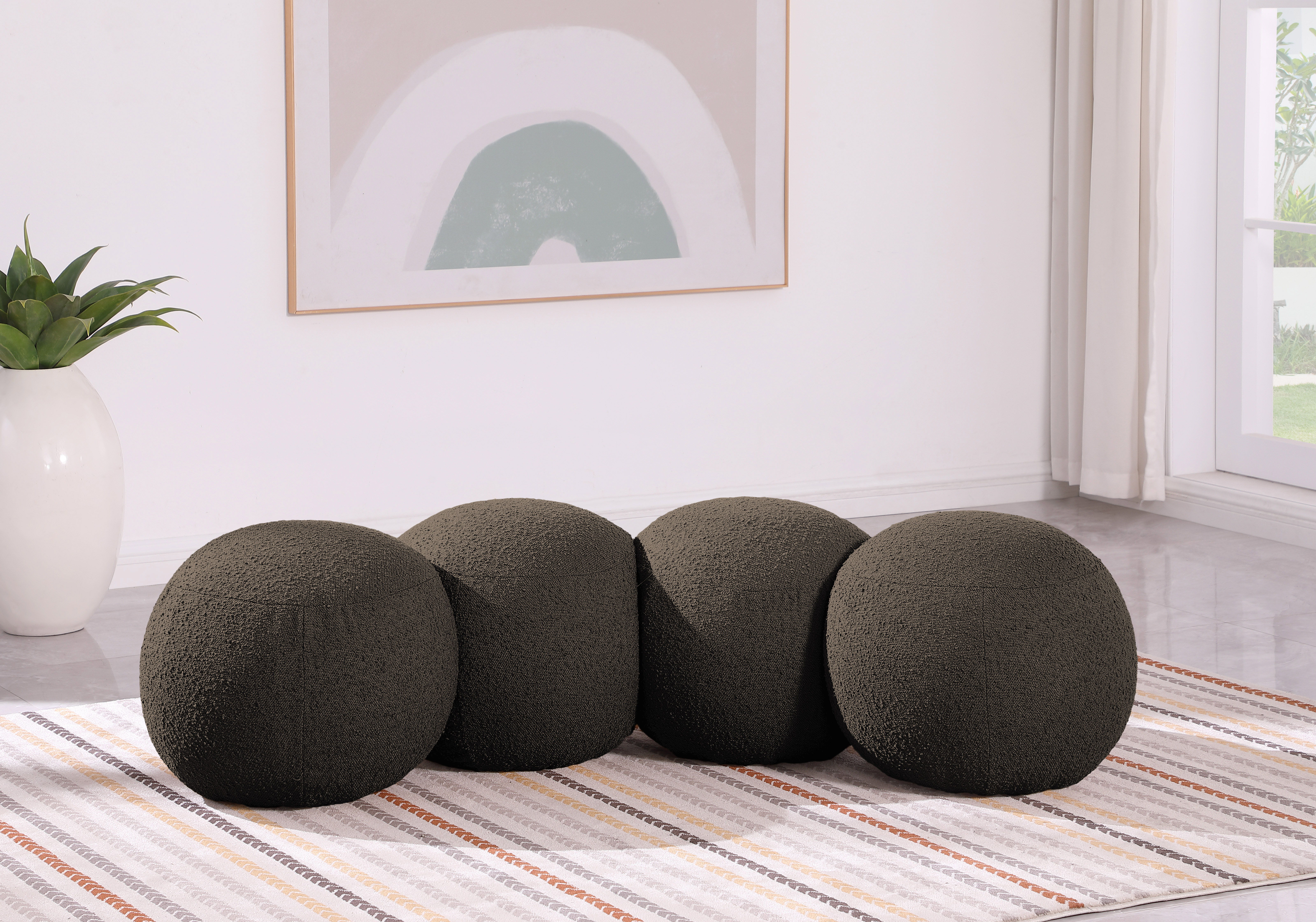 Apollo - 65" Boucle Fabric Bench - Brown