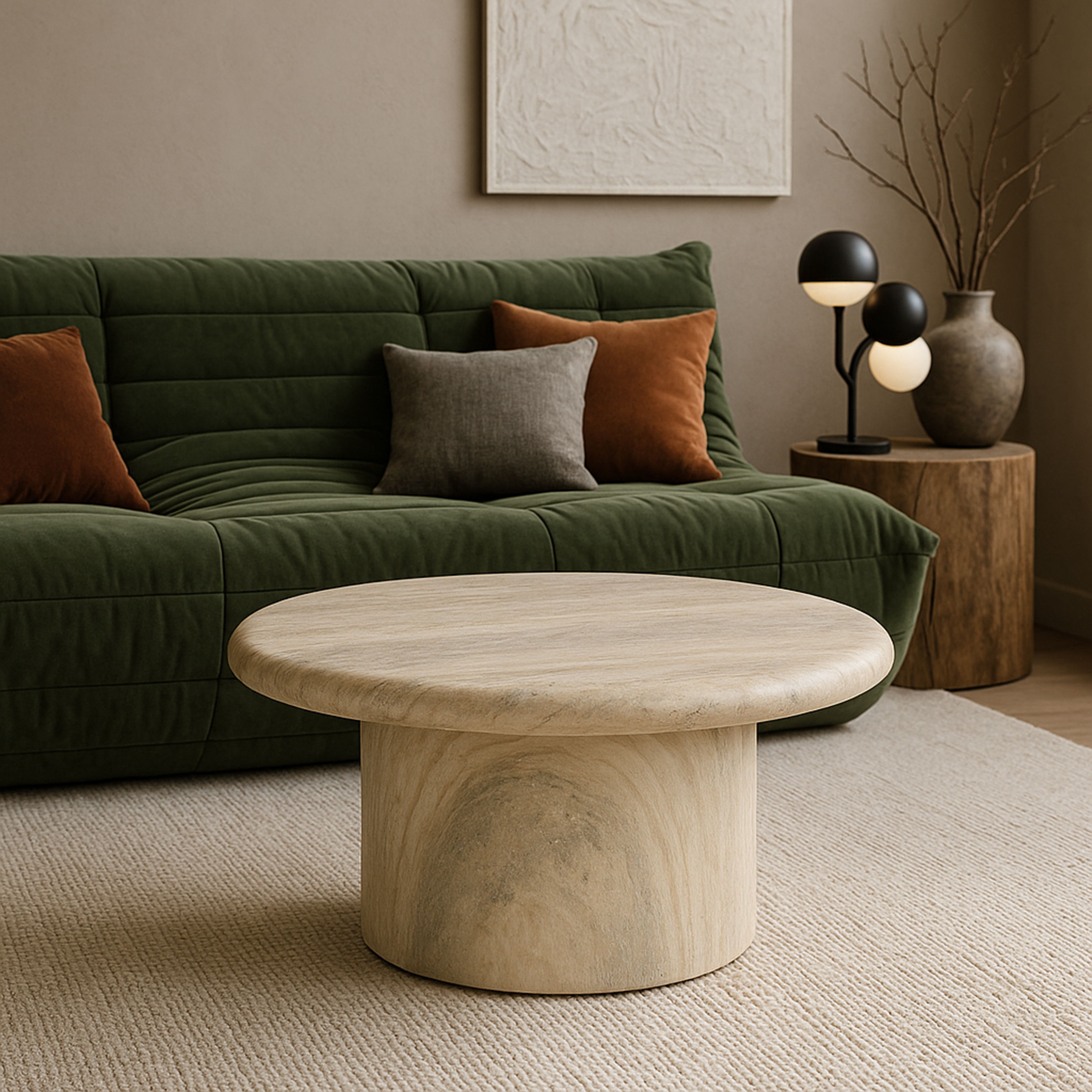 Emara - 12" Concrete And Fiberglass Indoor / Outdoor Coffee Table - Natural