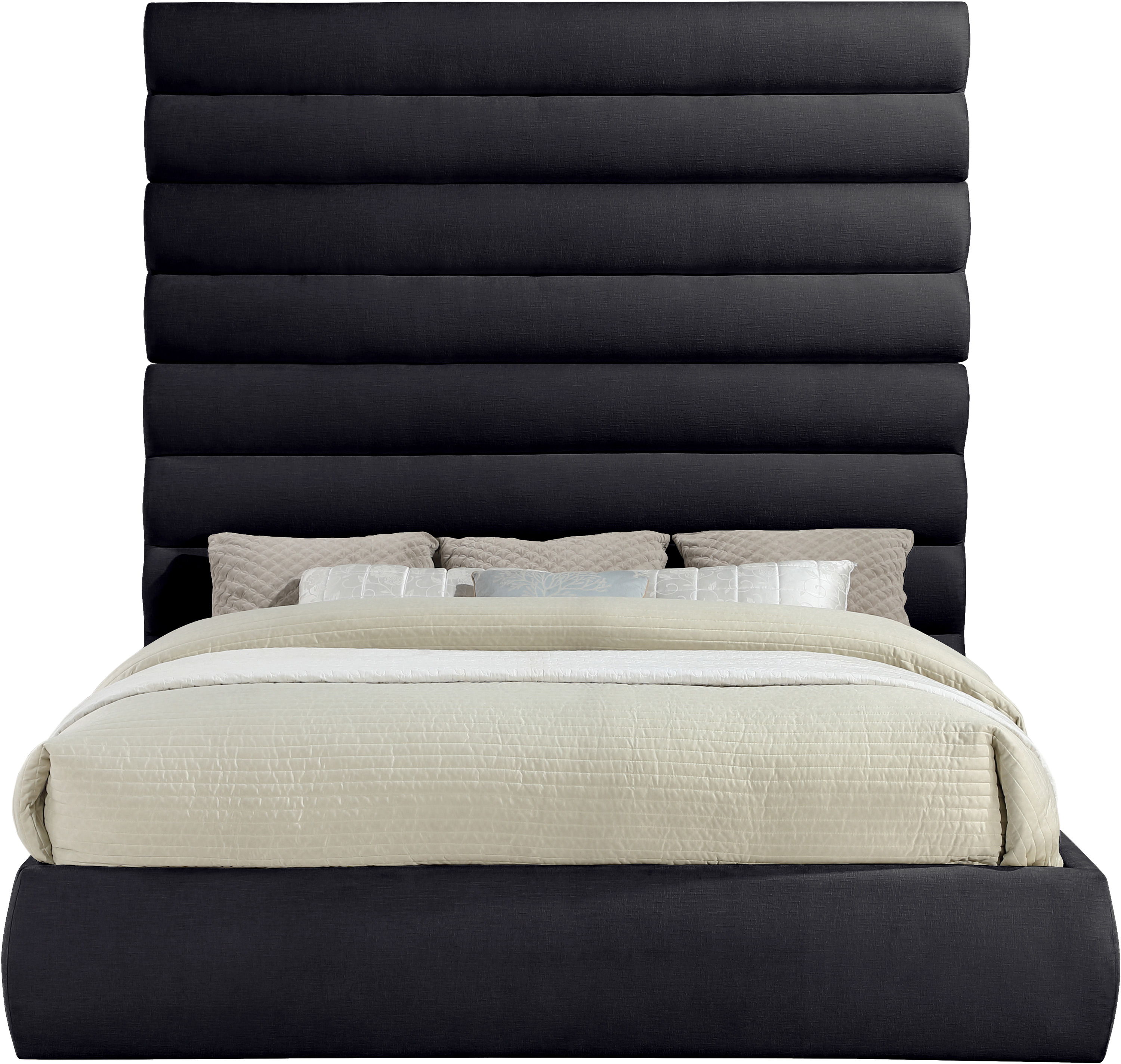 Adam - Chenille Fabric King Bed With 89" Headboard - Black