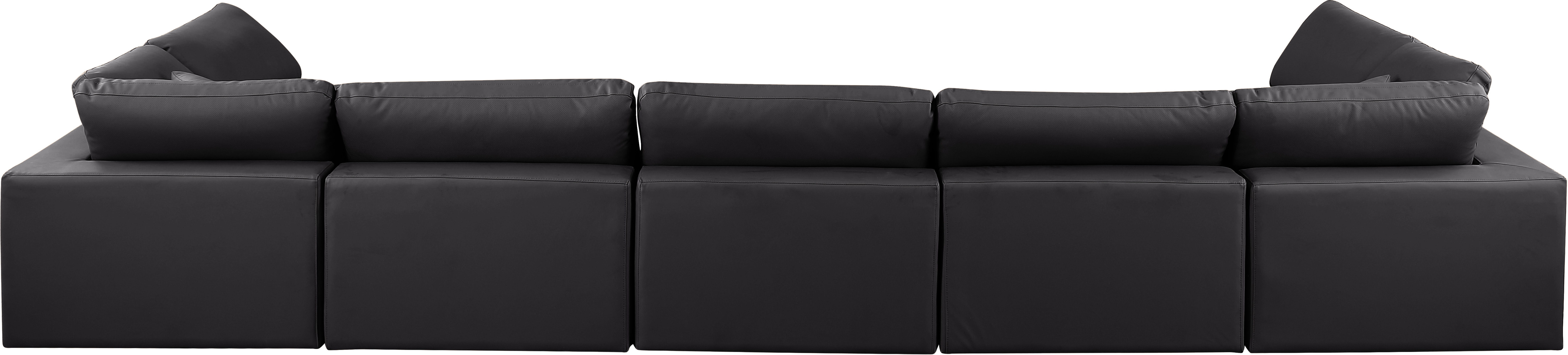 Comfy - 7 Piece Faux Leather Modular Armless Sectional - Charcoal