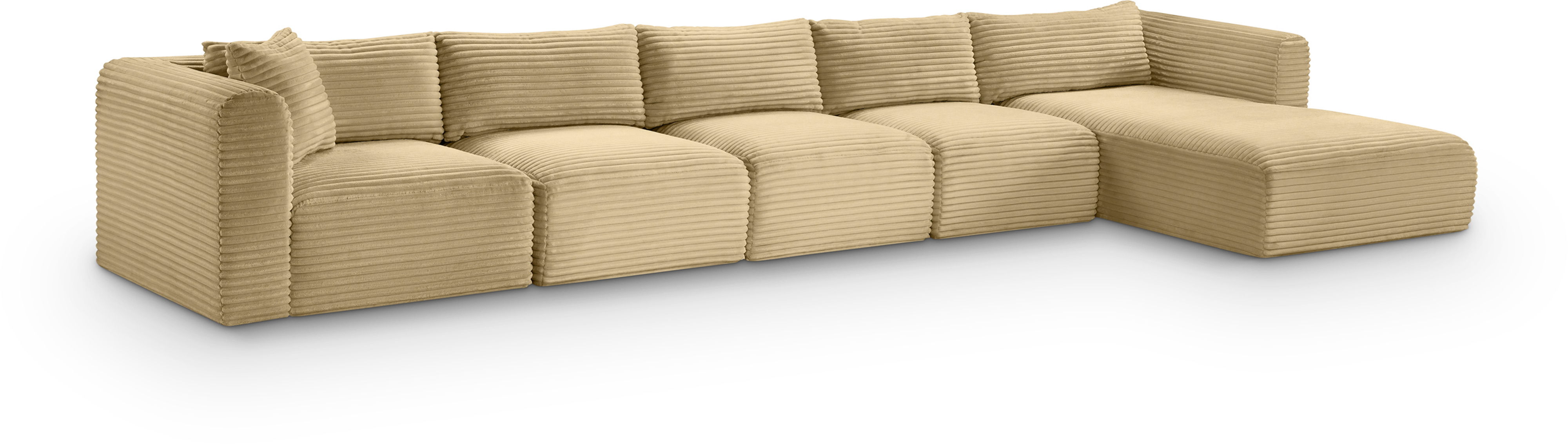 Shaggy - 5 Piece Modular Sectional With Chaise - Camel