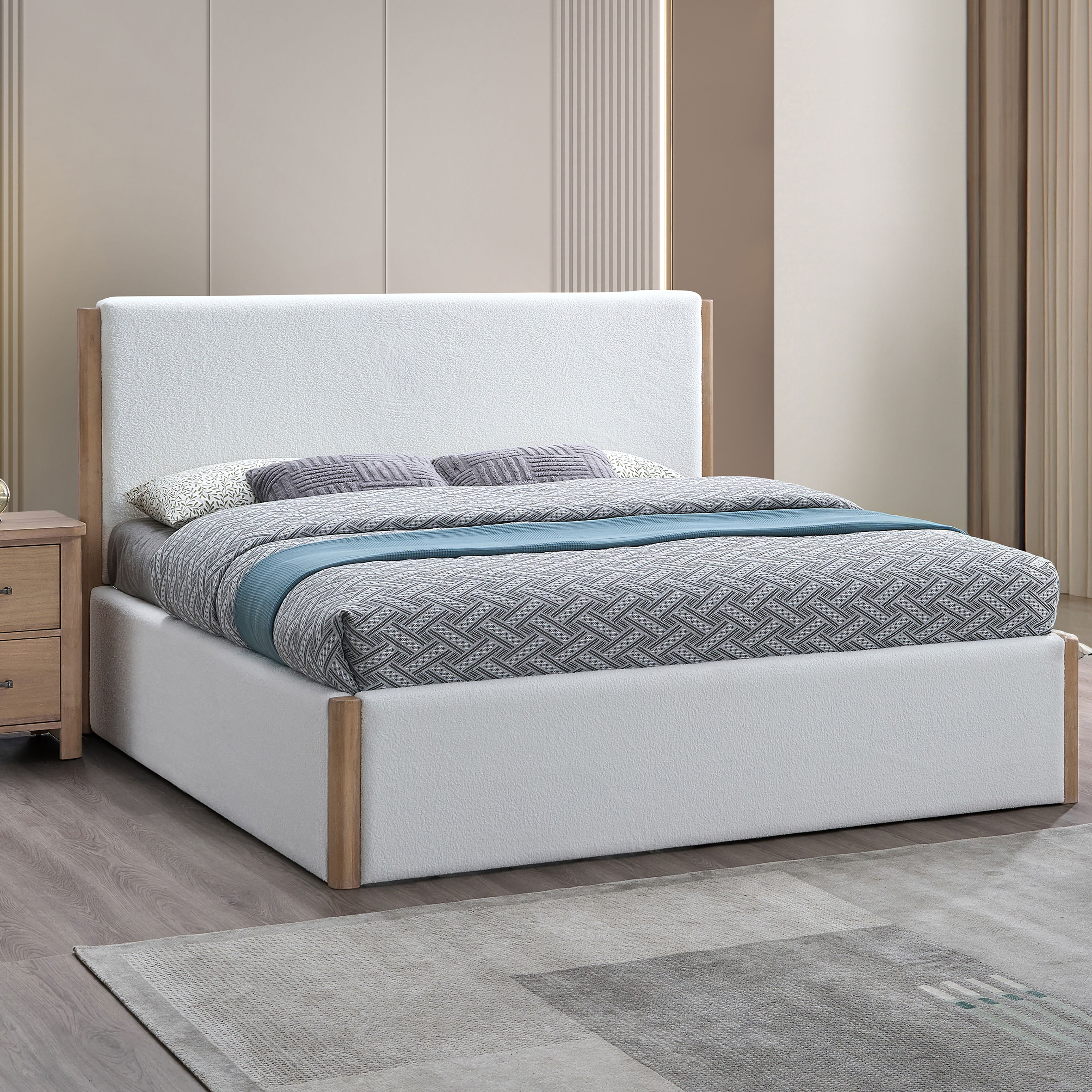 Anika - 5/0 Queen Bed Only - White / Natural, white