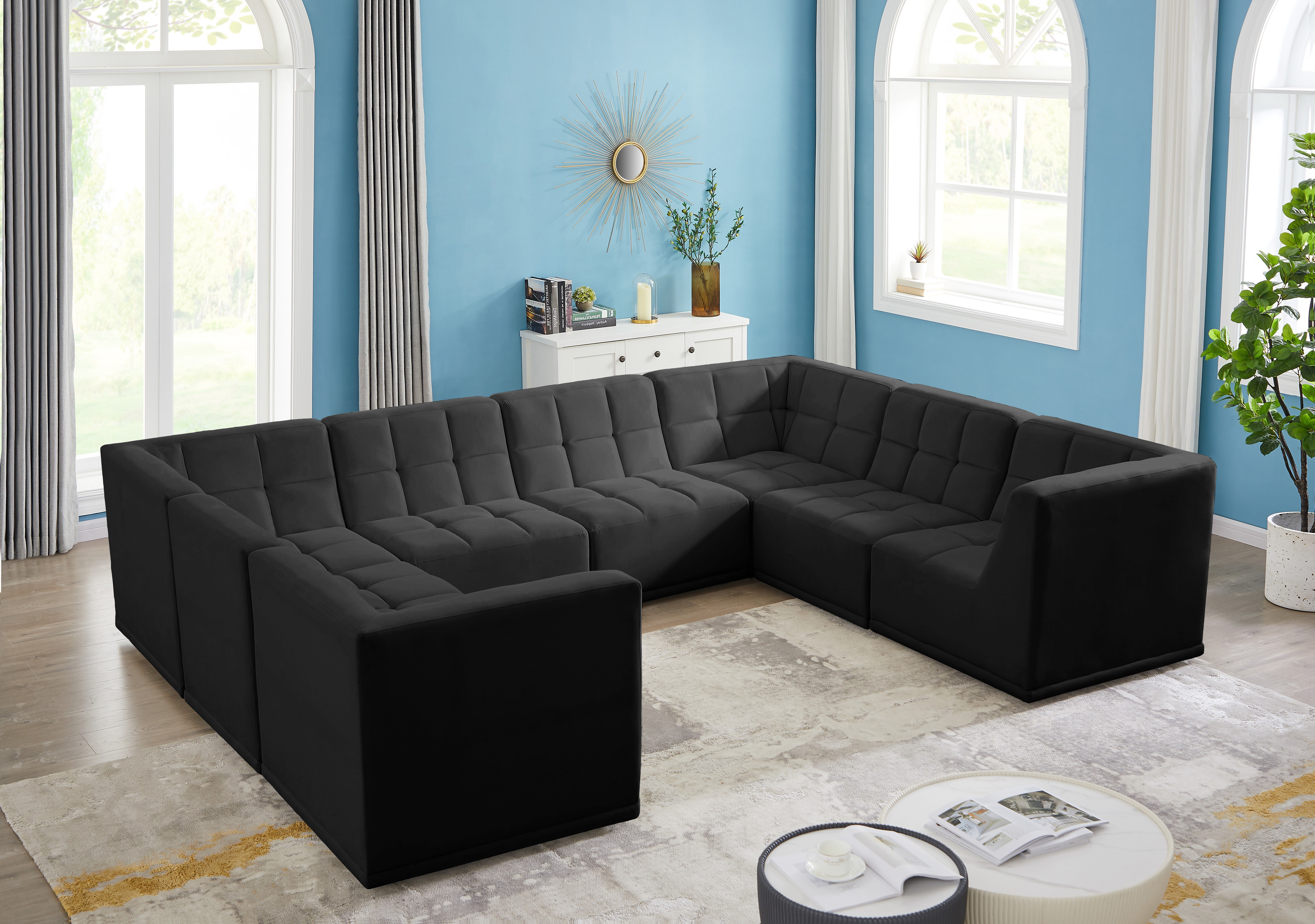 Relax - 8 Piece Modular Sectional - Black