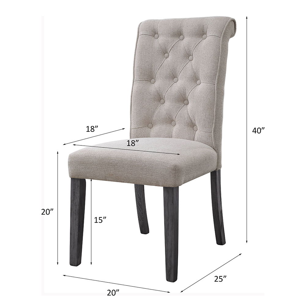 Yabeina - Side Chair (Set of 2) - Beige Linen & Gray, beige, view 5