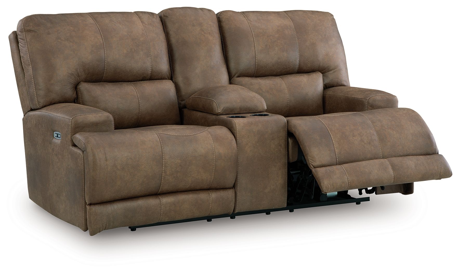 Ashley Furniture Beckley Place - Power Reclining Loveseat With Console / Adjustable Headrest - Earth - Image 3