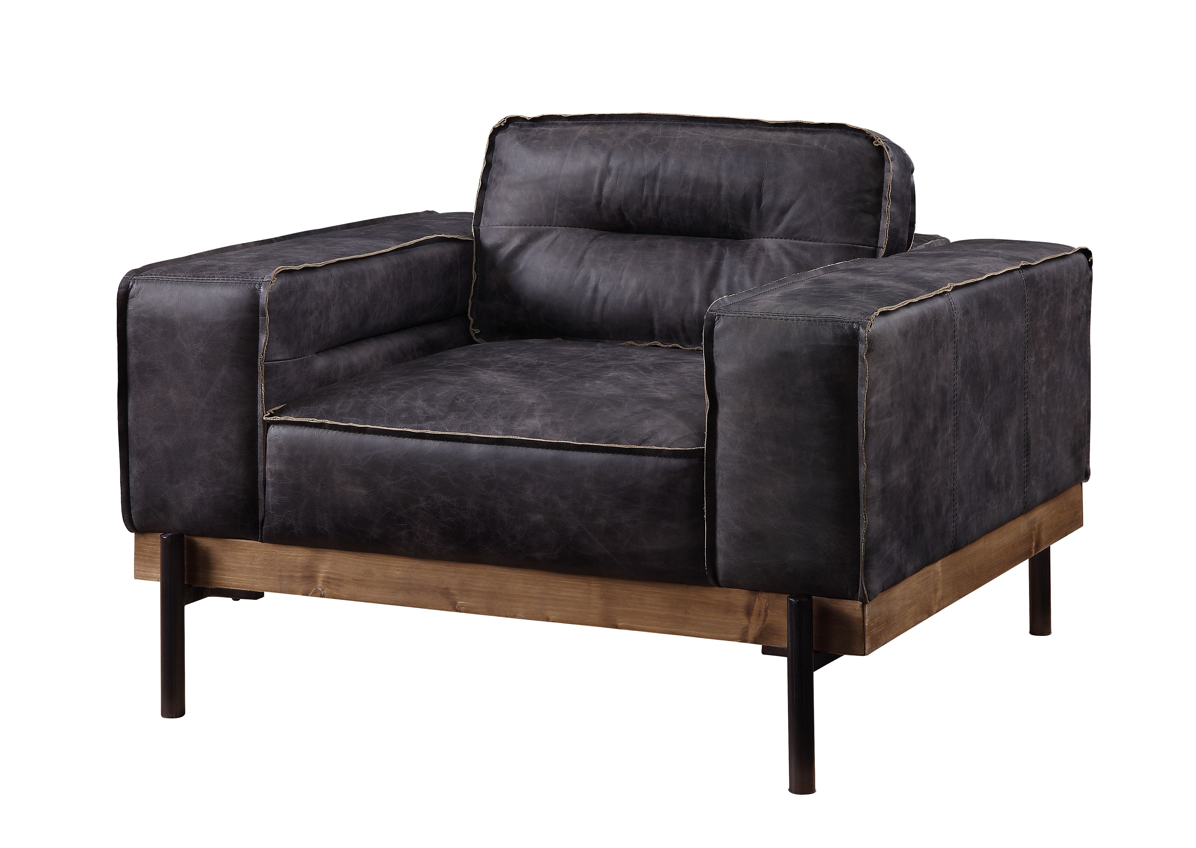 Silchester - Chair - Antique Ebony Top Grain Leather, black