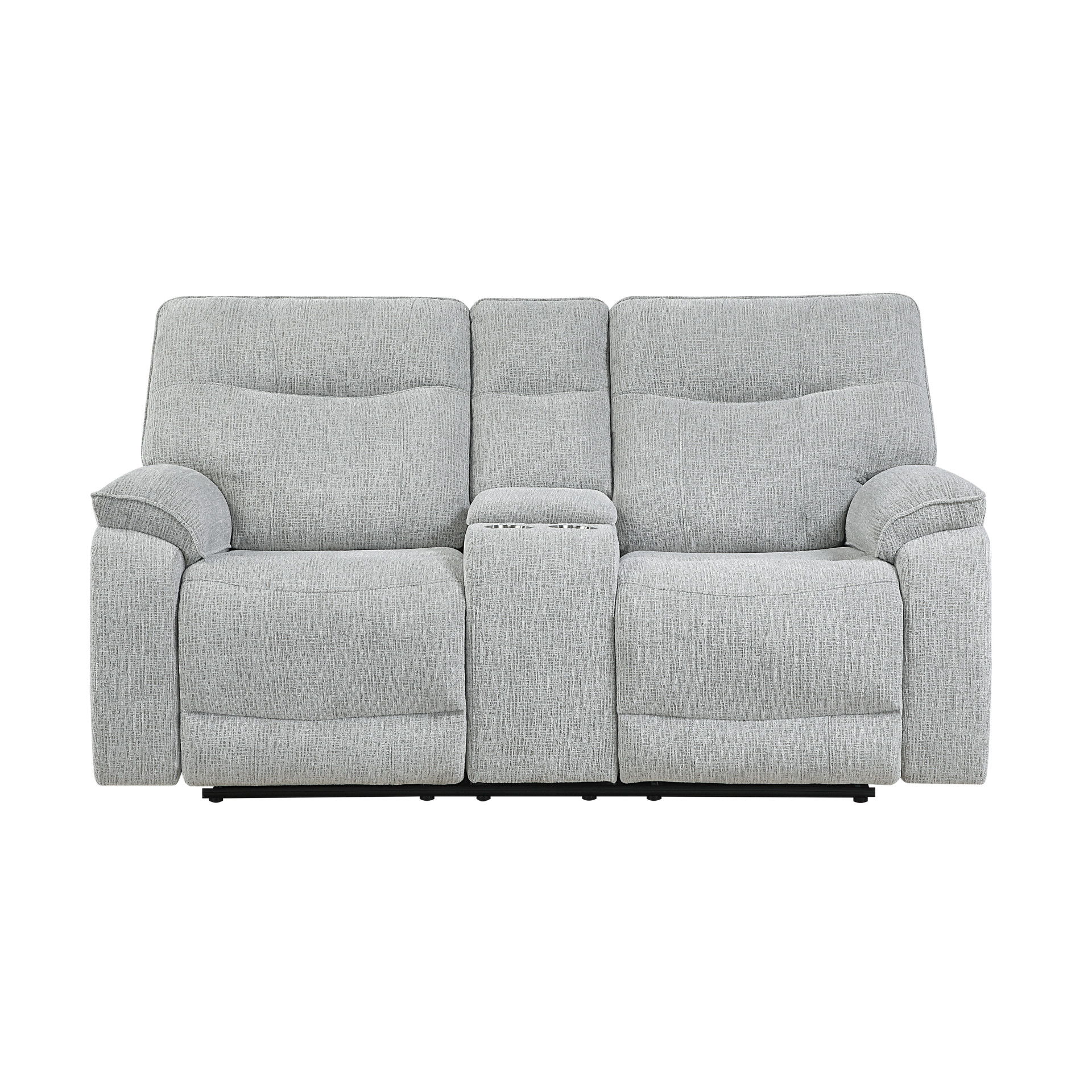 Chablis - Reclining Console Loveseat - Mist Gray, light gray, view 2
