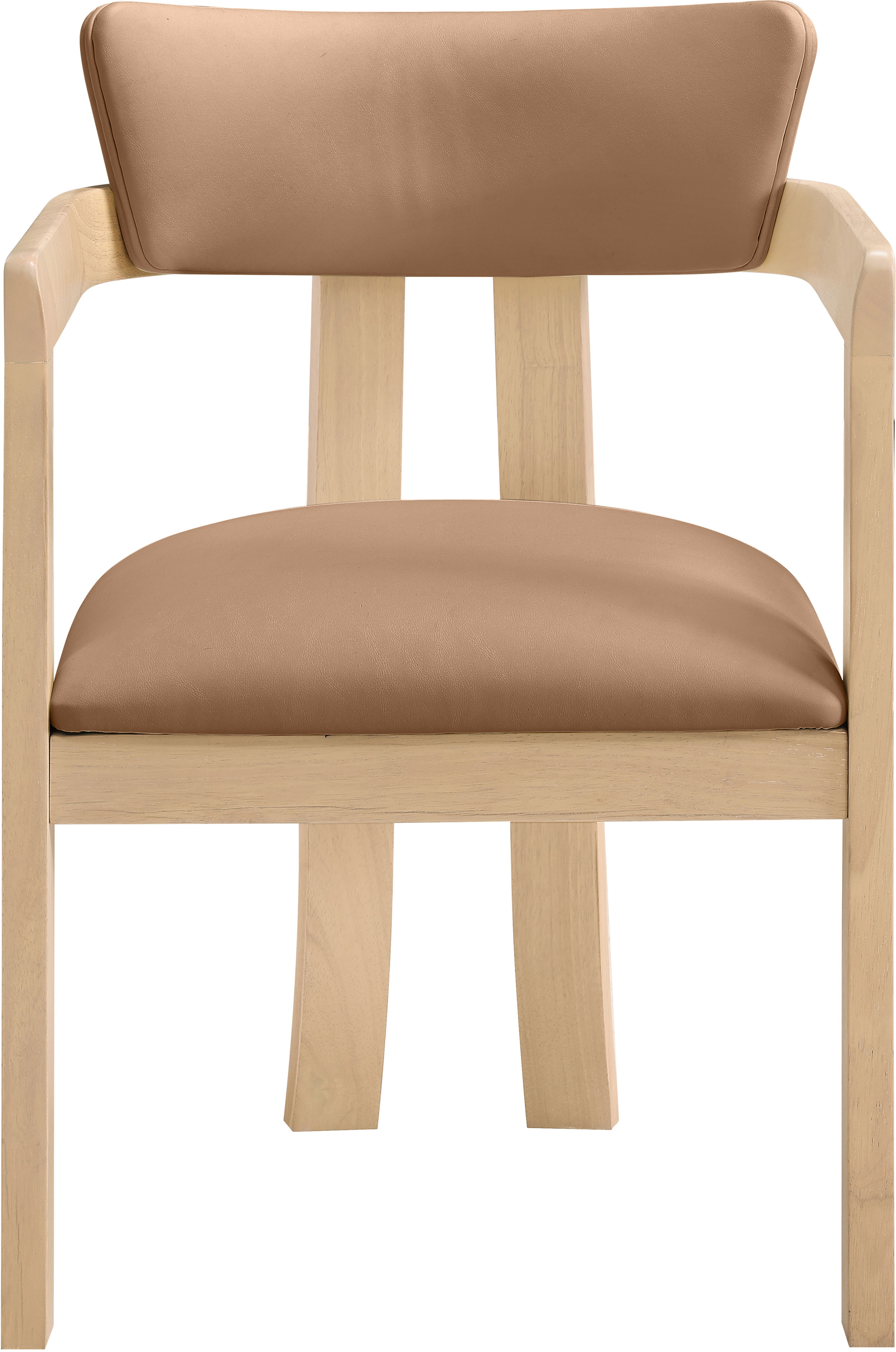 Lavrin - Vegan Leather Dining Arm Chair (Set of 2) - Cognac