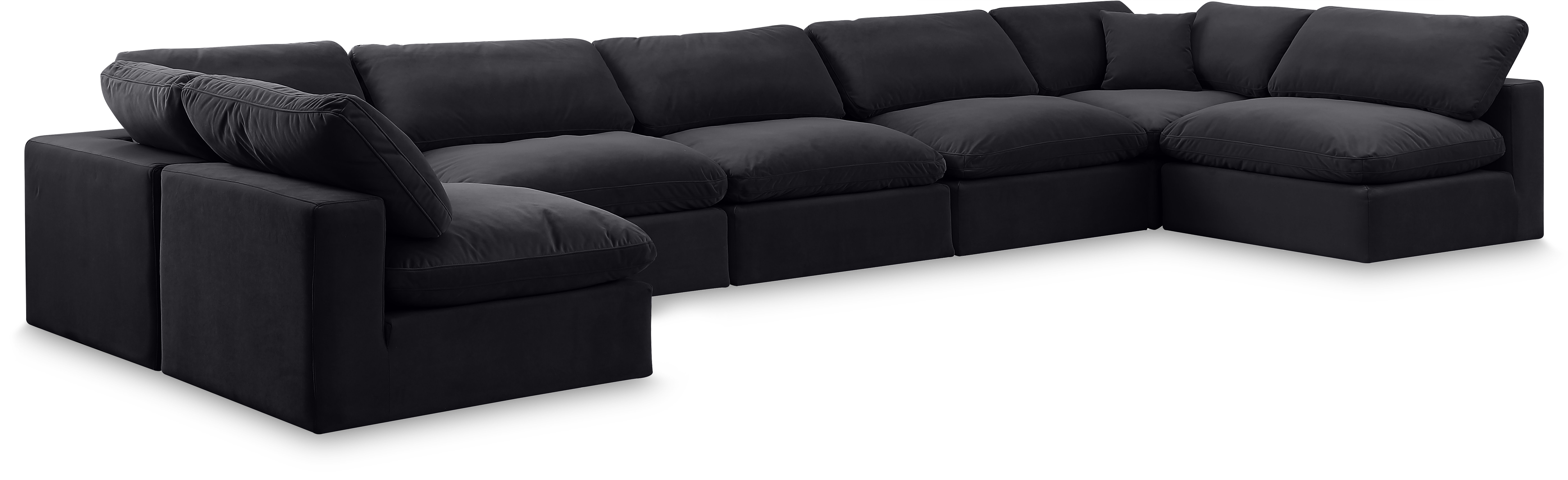 Comfy - 7 Piece Velvet Modular Armless Sectional - Black