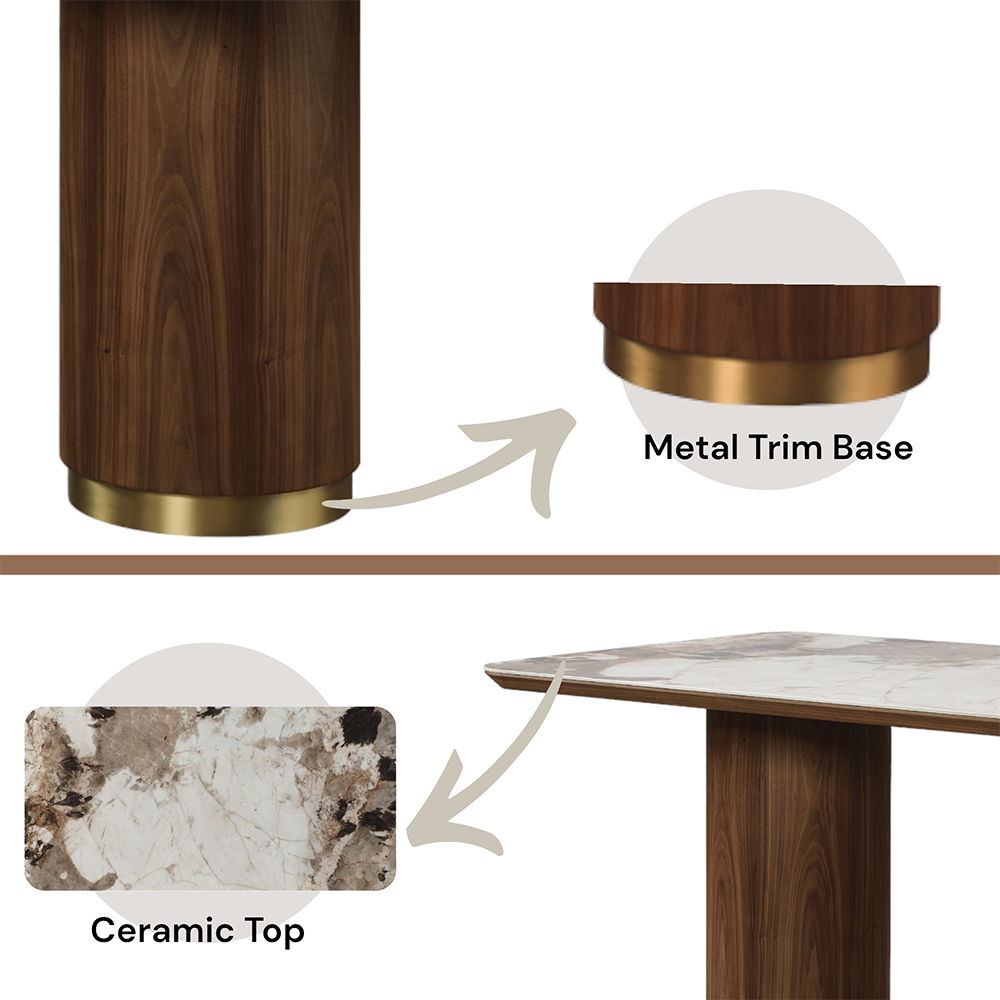 Willene - Dining Table With Ceramic Top - Walnut, dark brown, view 5