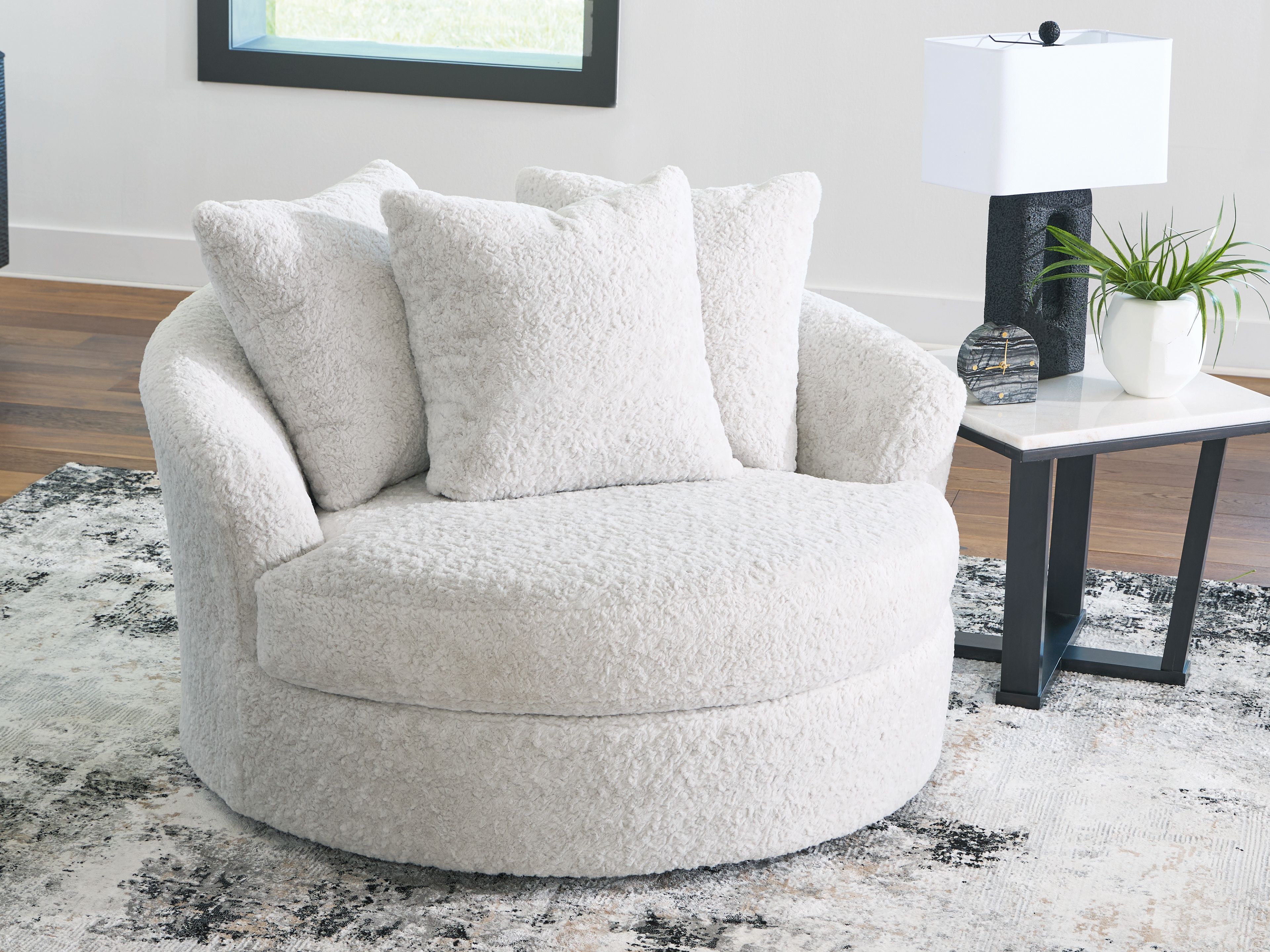 Ashley Furniture Cuddle Plush - Oversized Swivel Accent Chair - Arctic - Image 5