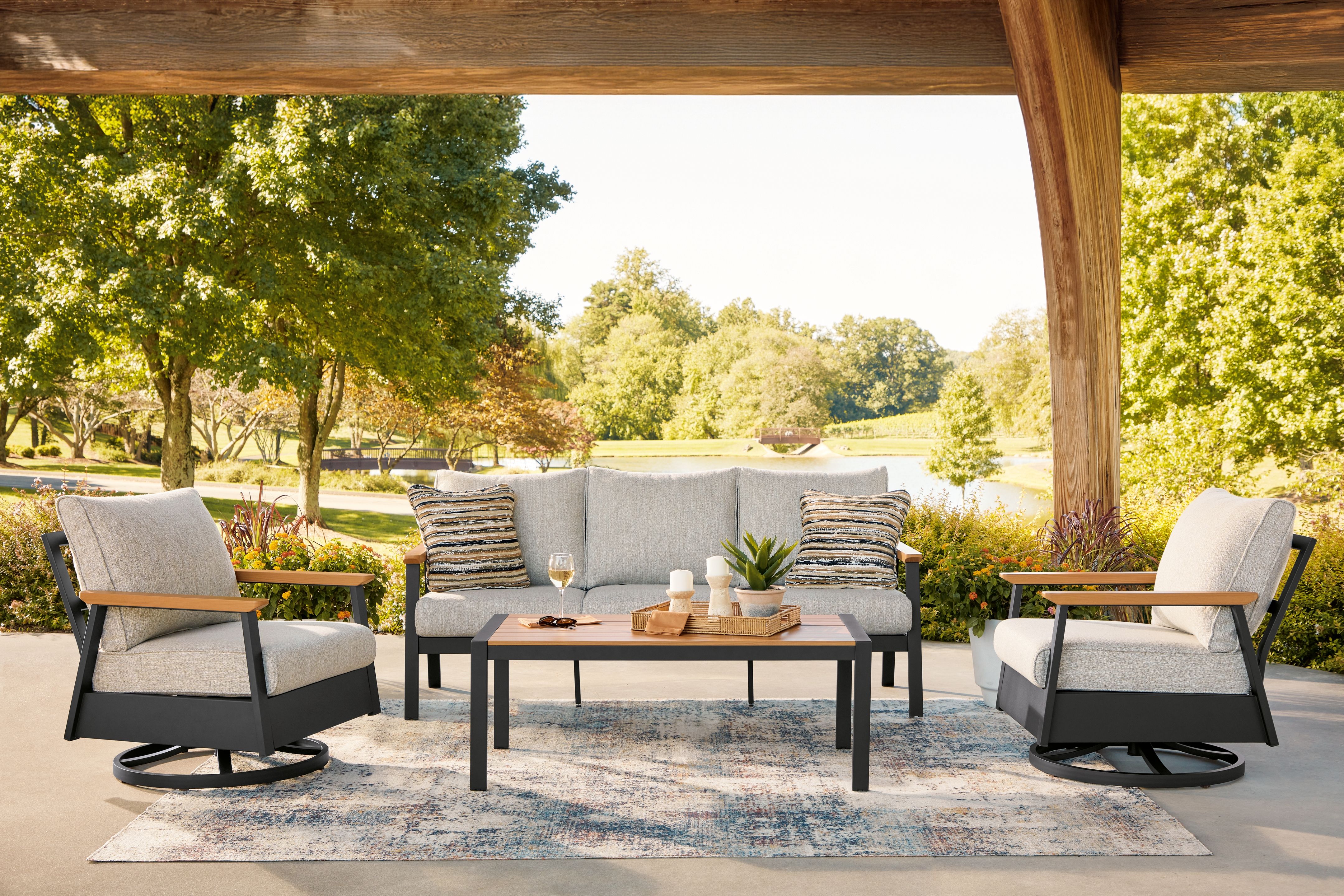 Ashley Furniture Carmel Highlands - Sofa, Chairs, Table Set (Set of 4) - Dark Brown - Image 2