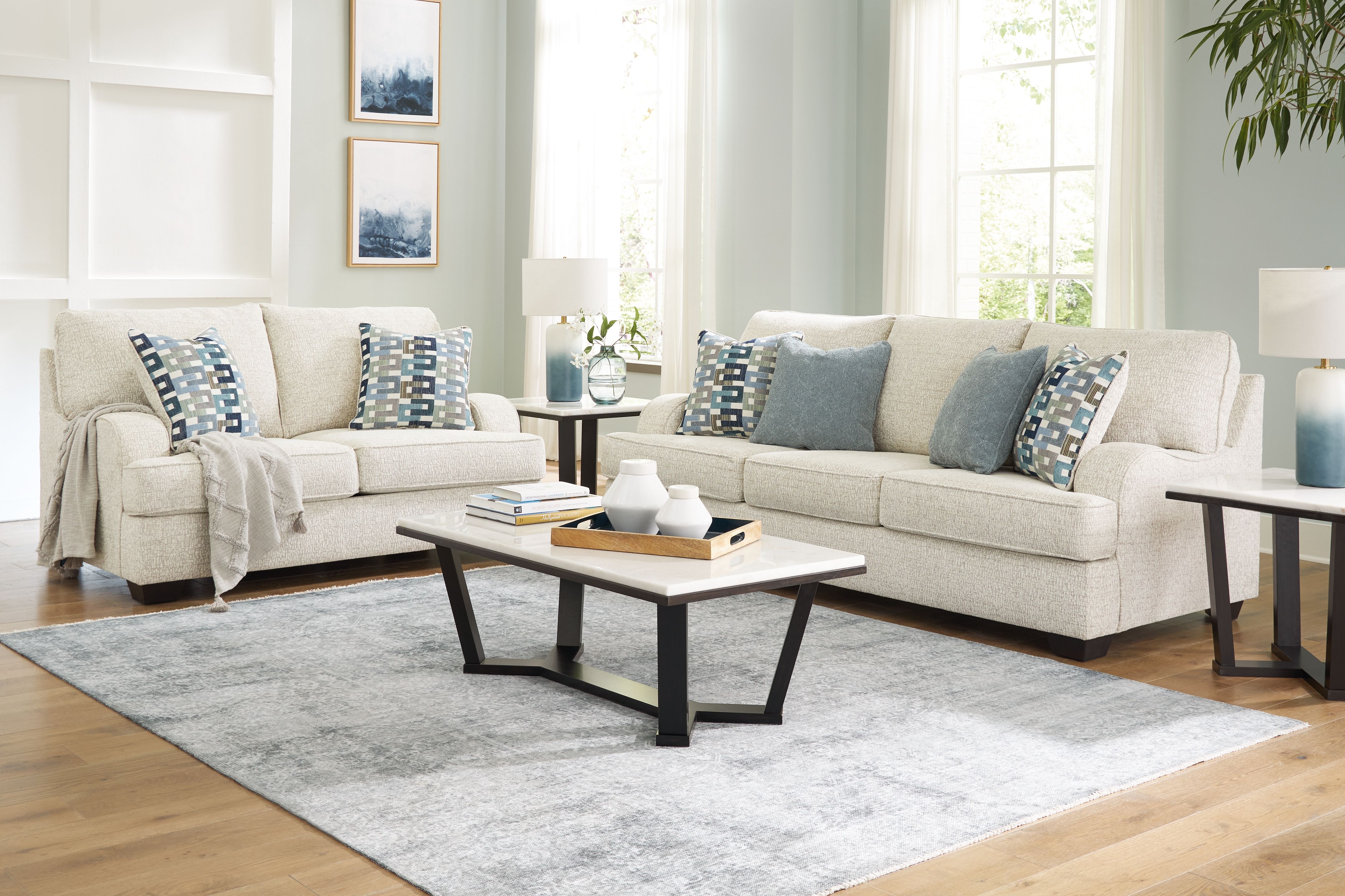 Ashley Valerano - Parchment - 2 Pc. - Sofa, Loveseat