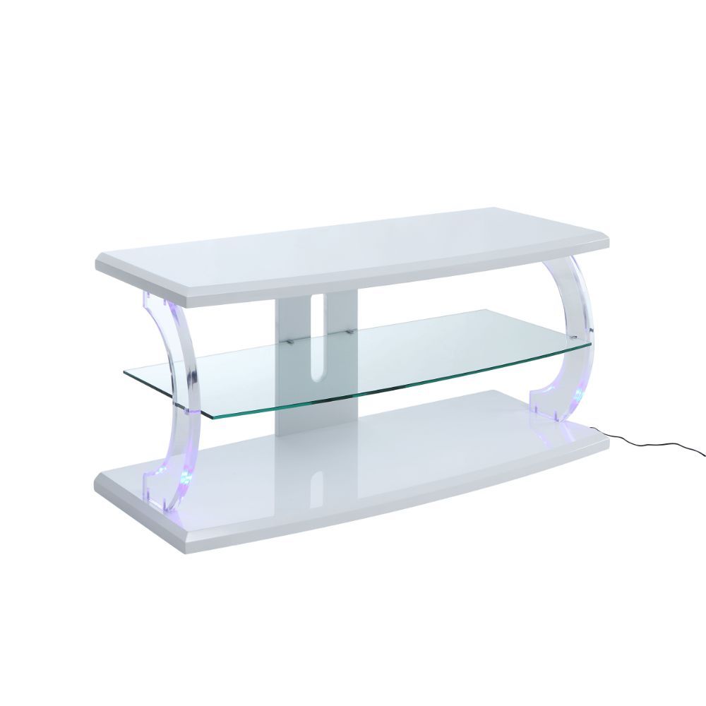 Aileen - TV Stand - White & Clear Glass Image