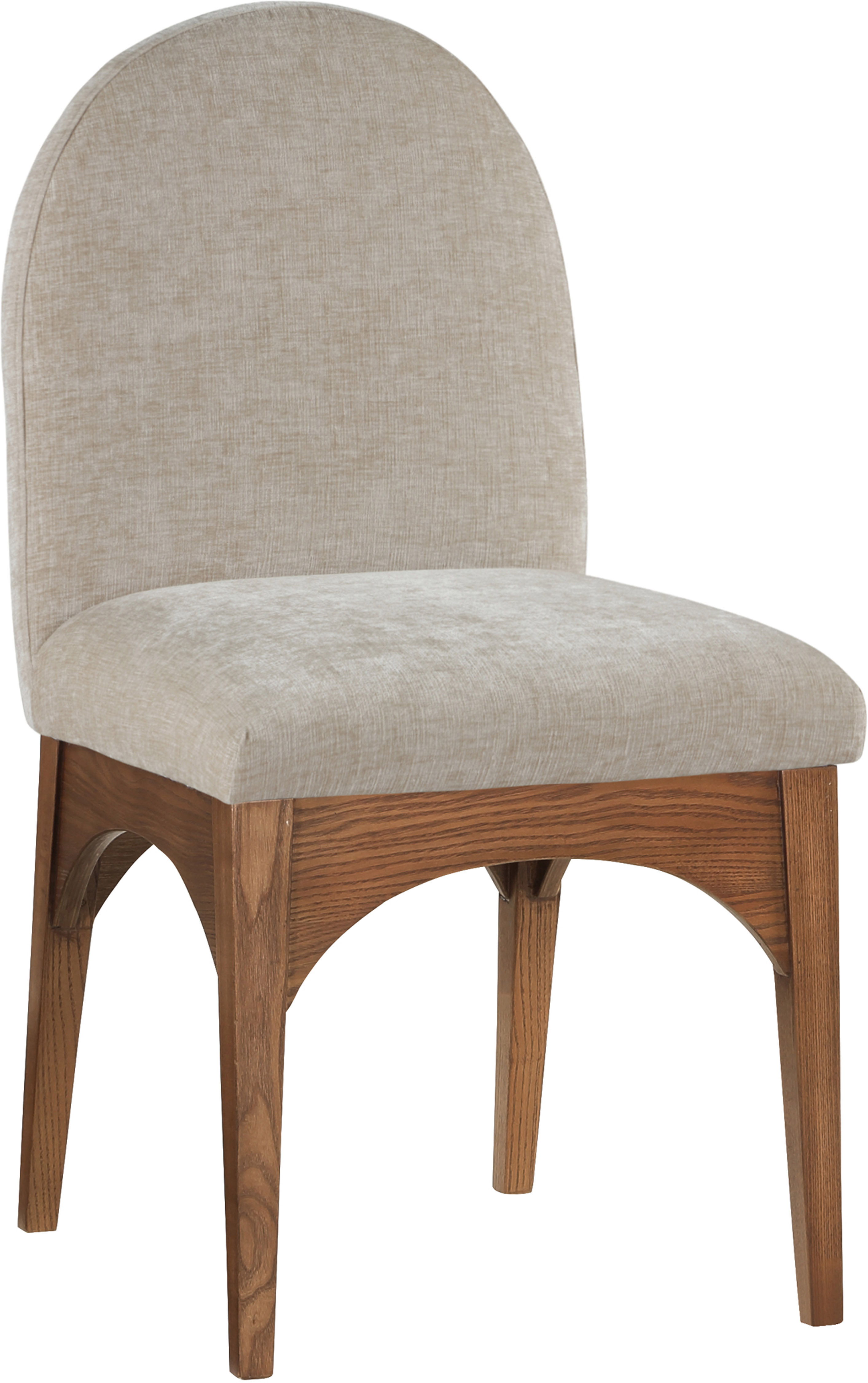 Waldorf - Chenille Dining Side Chair With Brown Legs - Beige