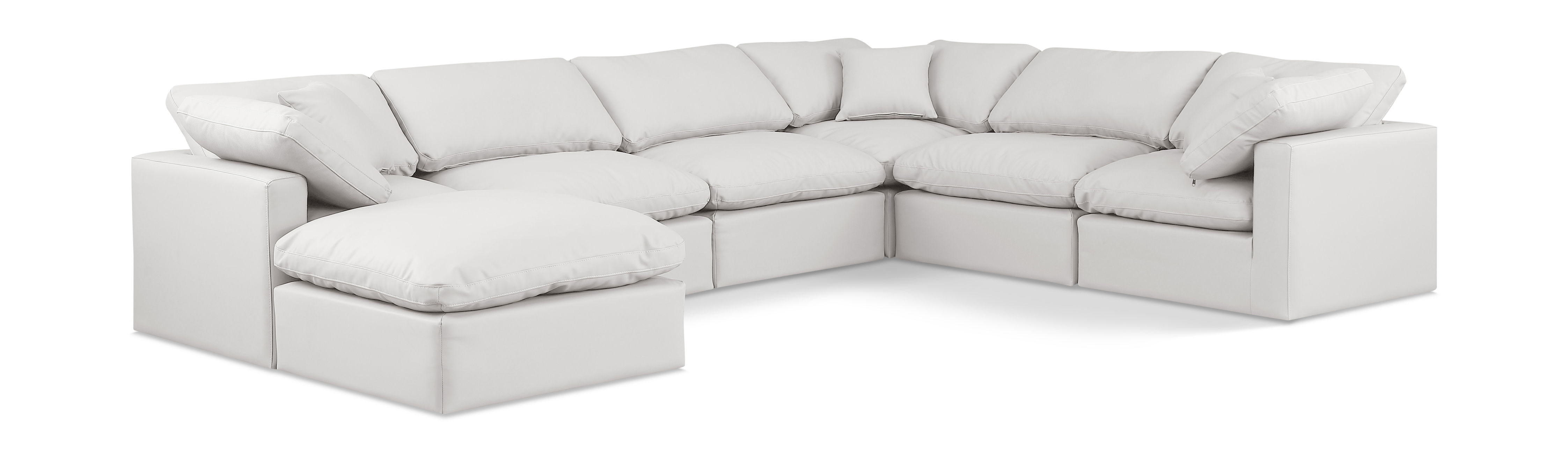 Indulge - Faux Leather 7 Piece Modular Sectional - Cream
