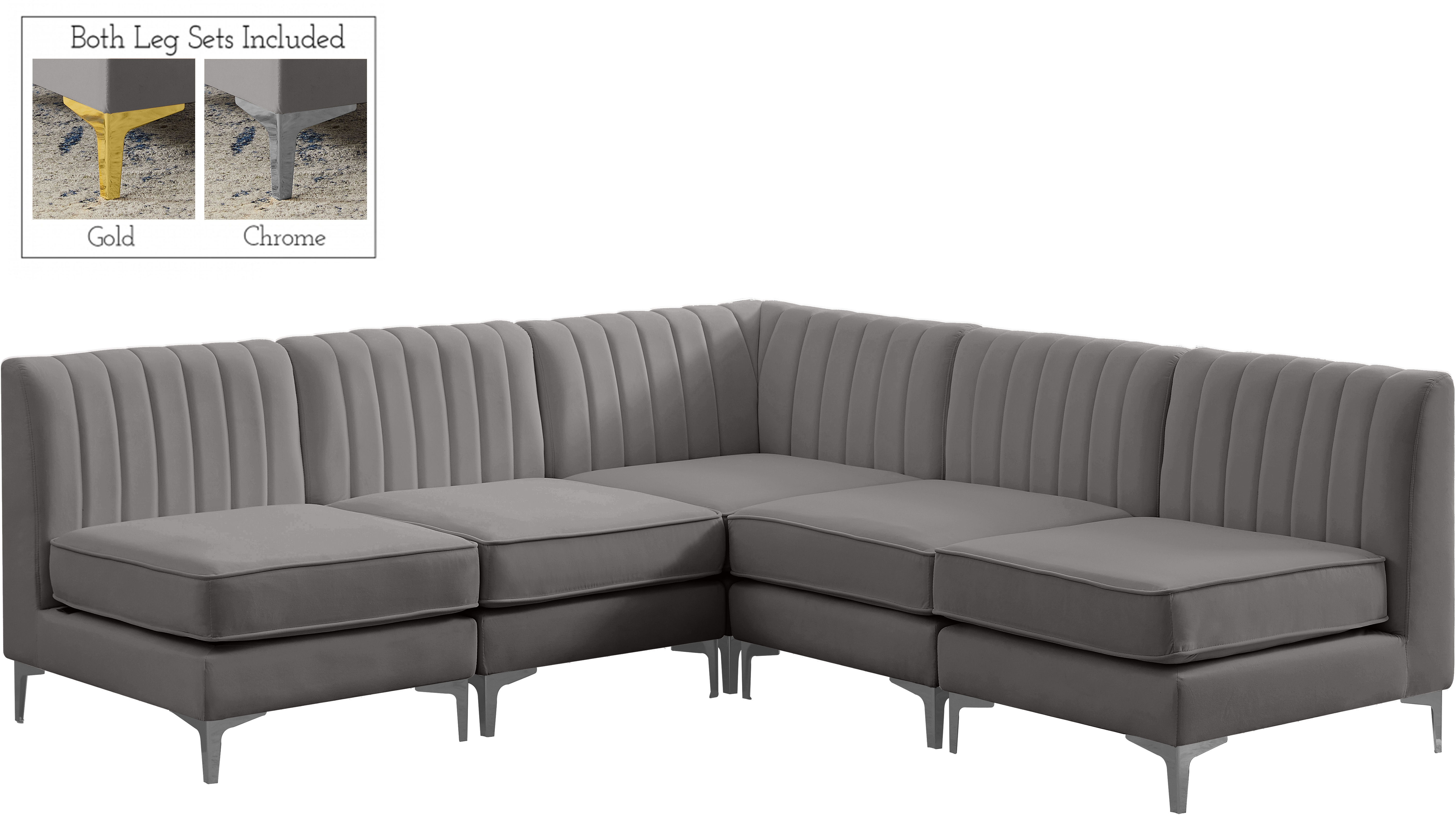 Alina - 5 Piece Modular Armless Sectional - Gray