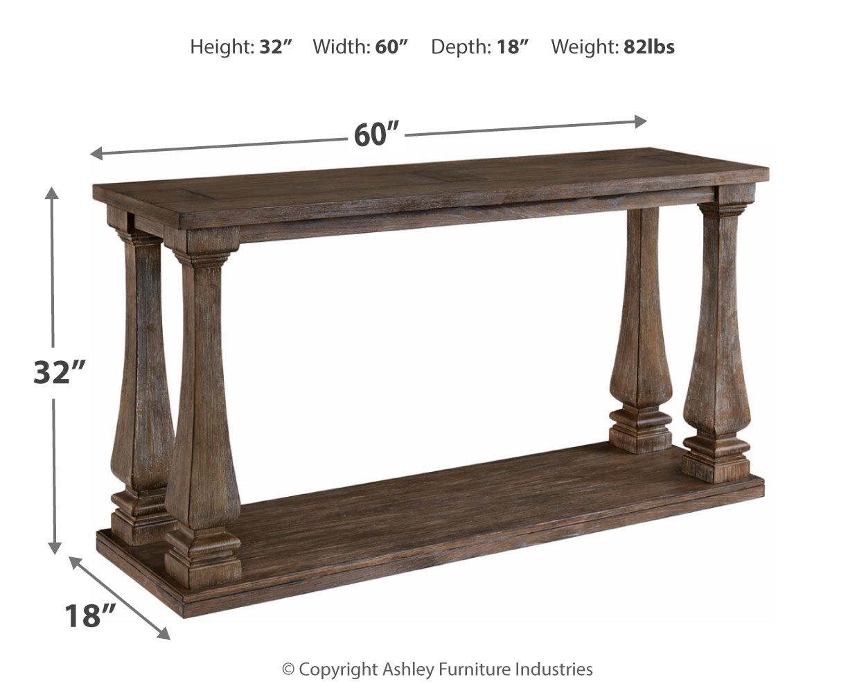 Ashley Furniture Johnelle - Sofa Table - Gray - Image 4