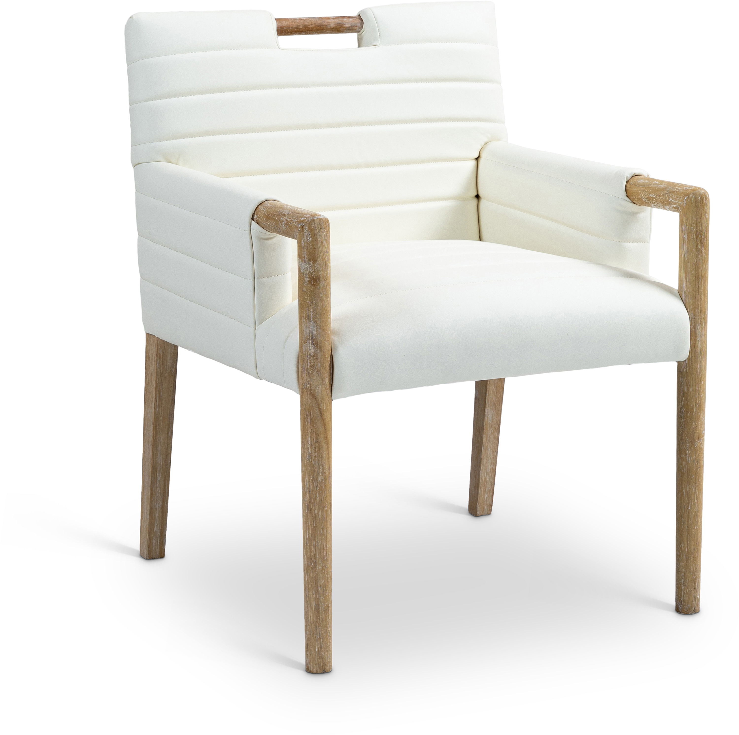 Aimee - Faux Leather Dining Arm Chair - Cream