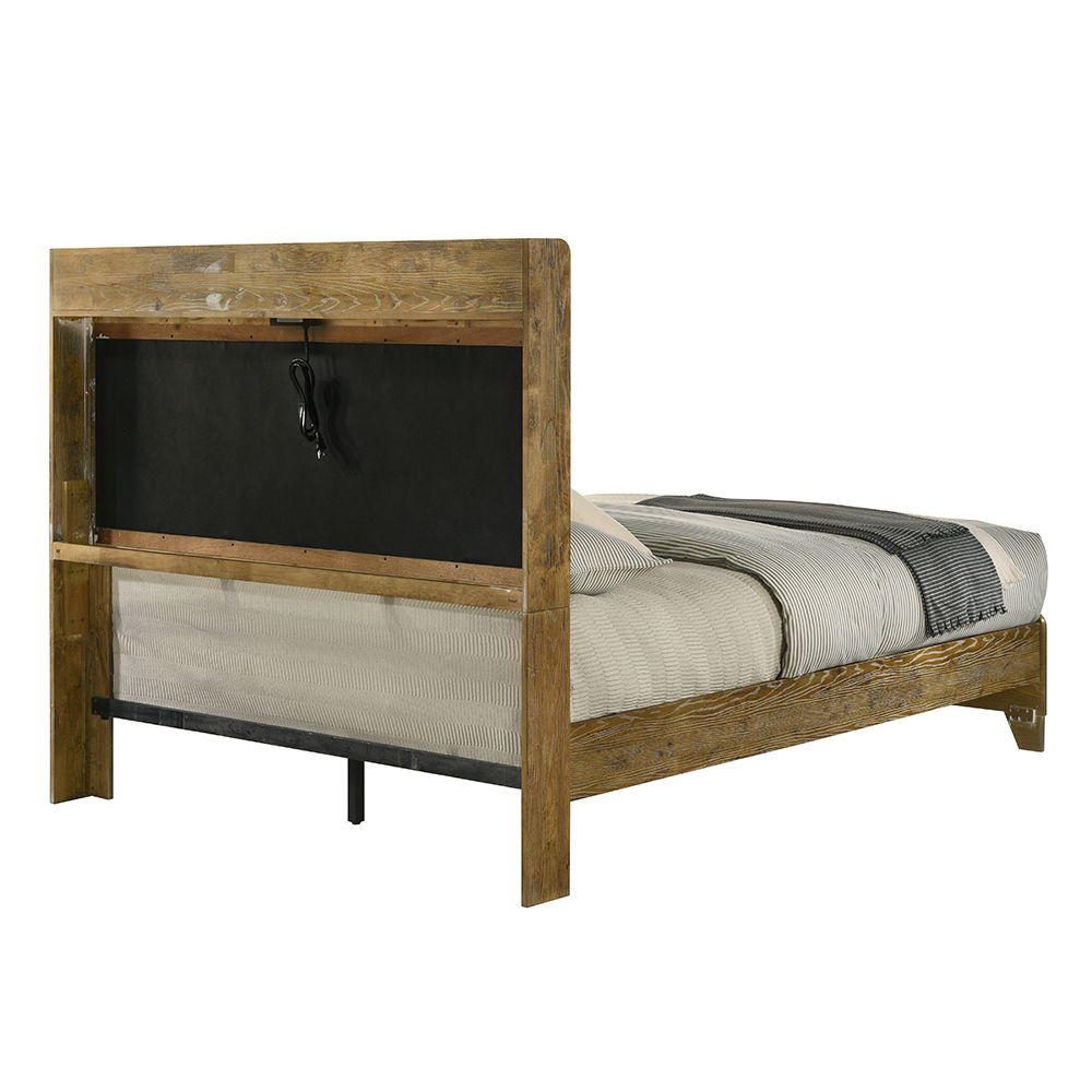 Garcia - Queen Bed With USB - Light Brown, light brown, view 4