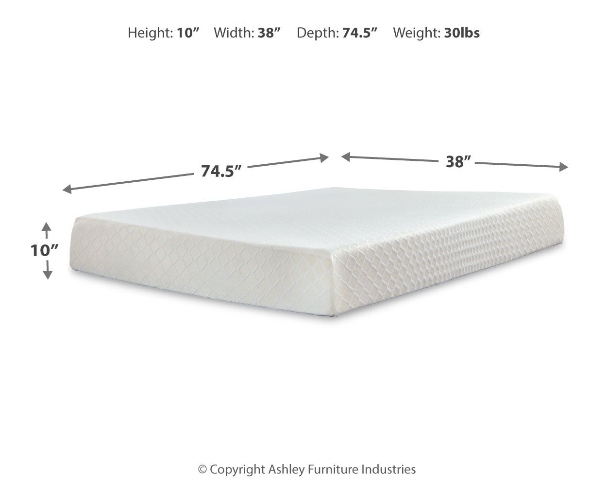 10 Inch Chime Memory Foam - Twin Mattress - Inner Spring - White