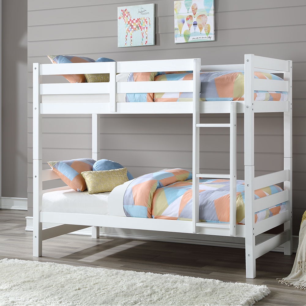 Ronnie - Twin Over Twin Bunk Bed - White, white