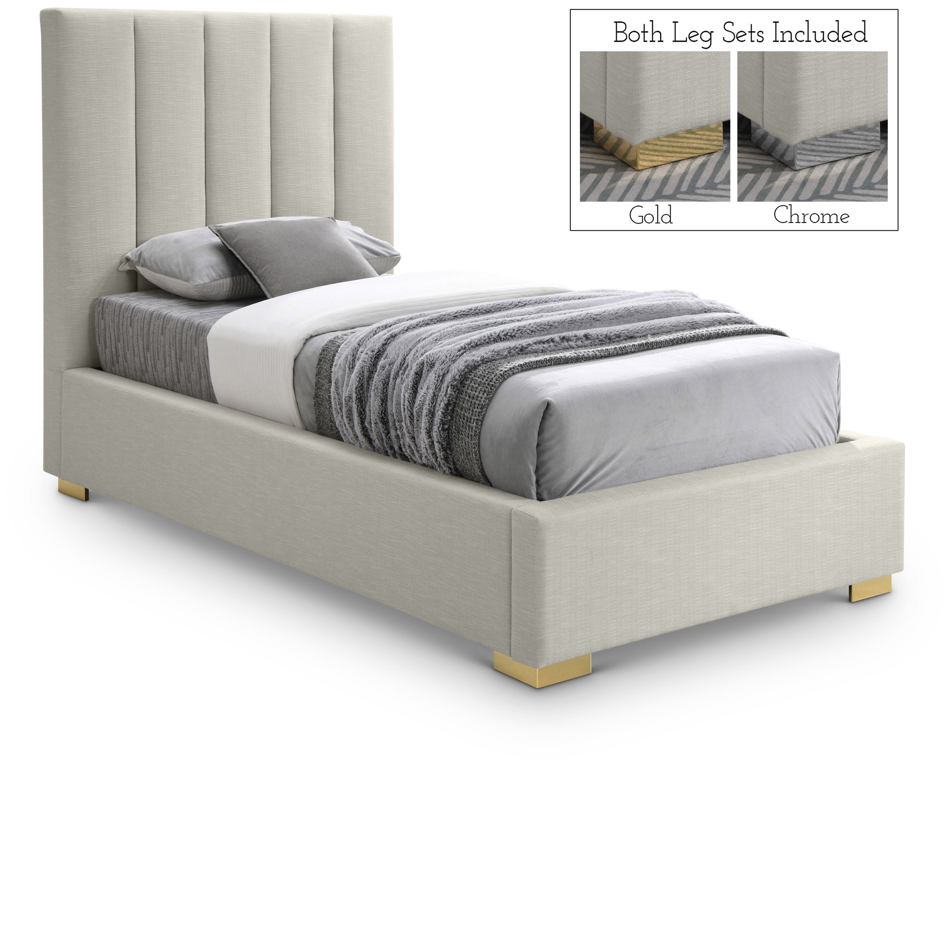 Pierce - Twin Bed - Beige