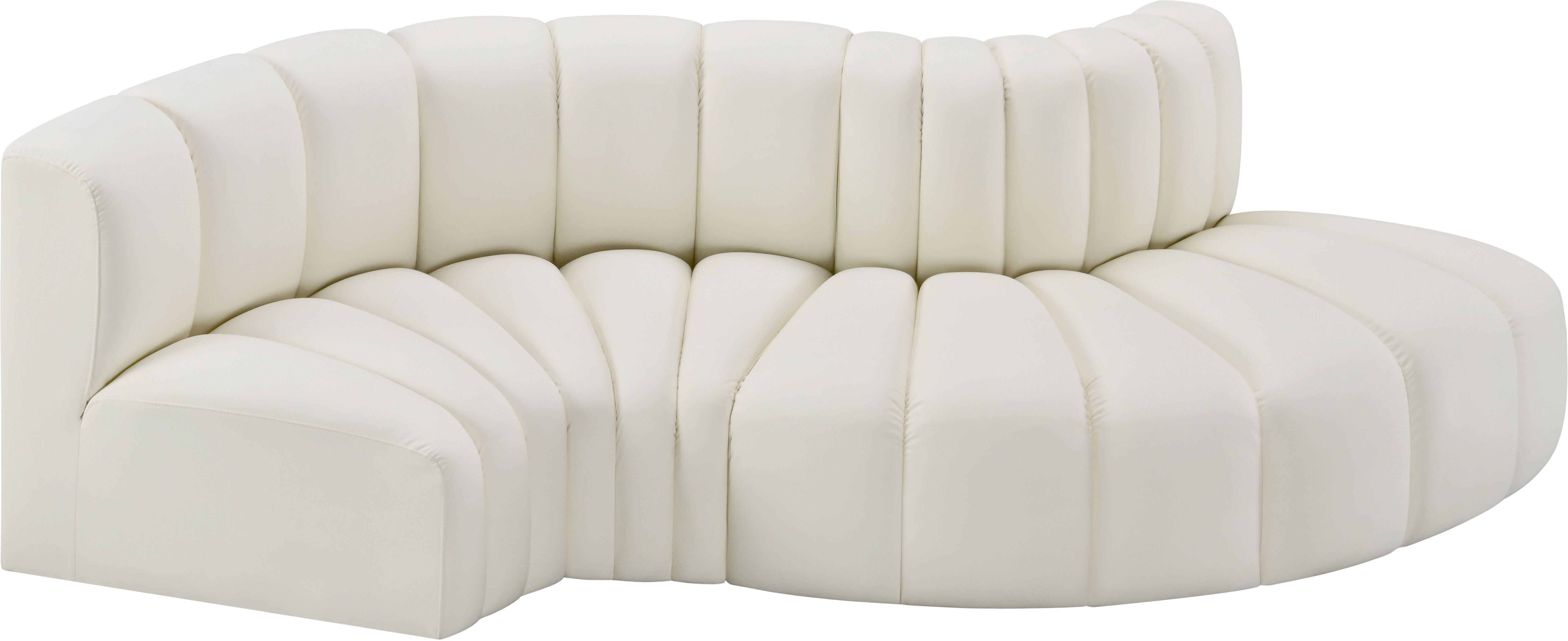Arc - Faux Leather 4 Piece L-Shaped Modular Sofa - Cream